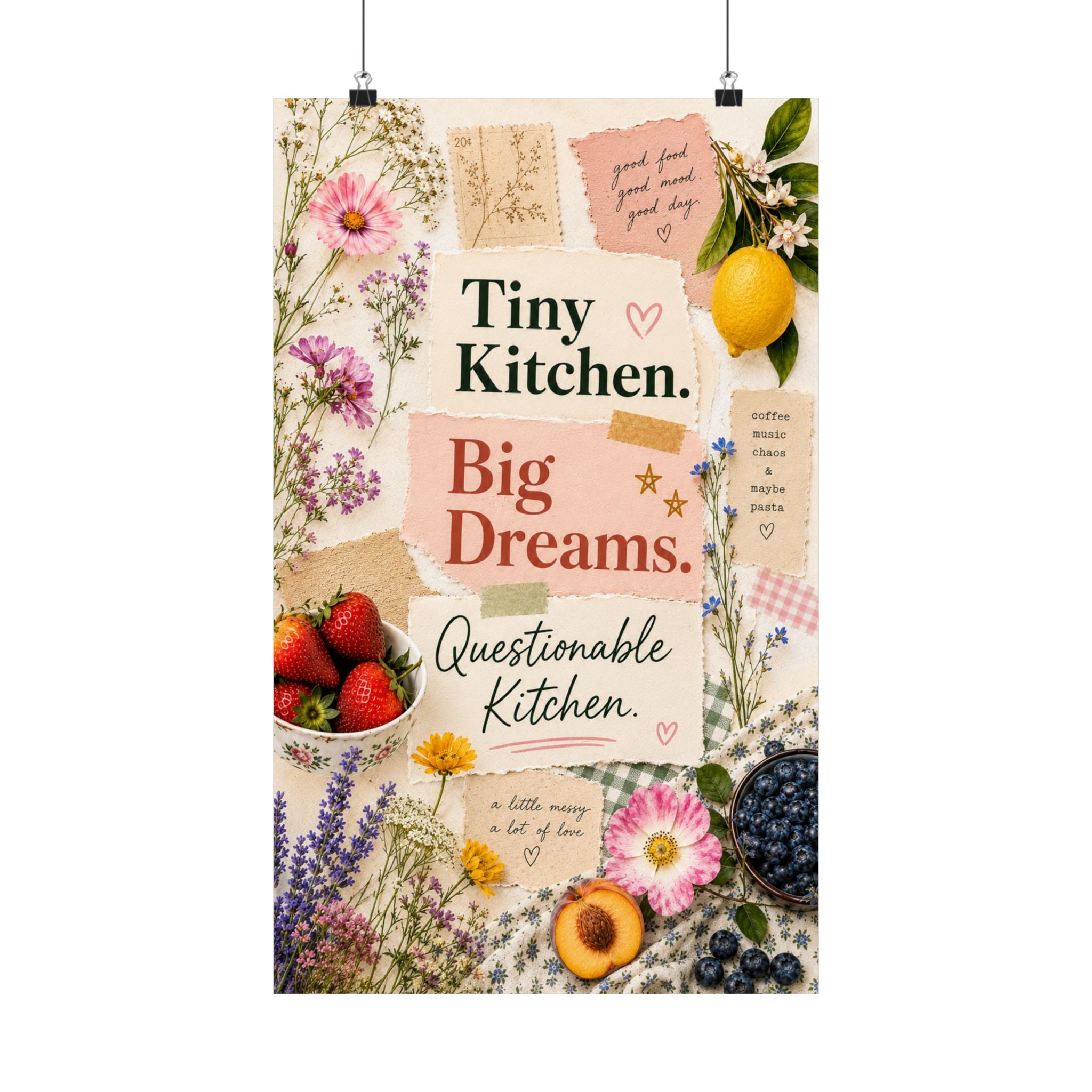 Tiny Kitchen Big Dreams Poster | Matte Vertical Poster, Kitchen Wall Art