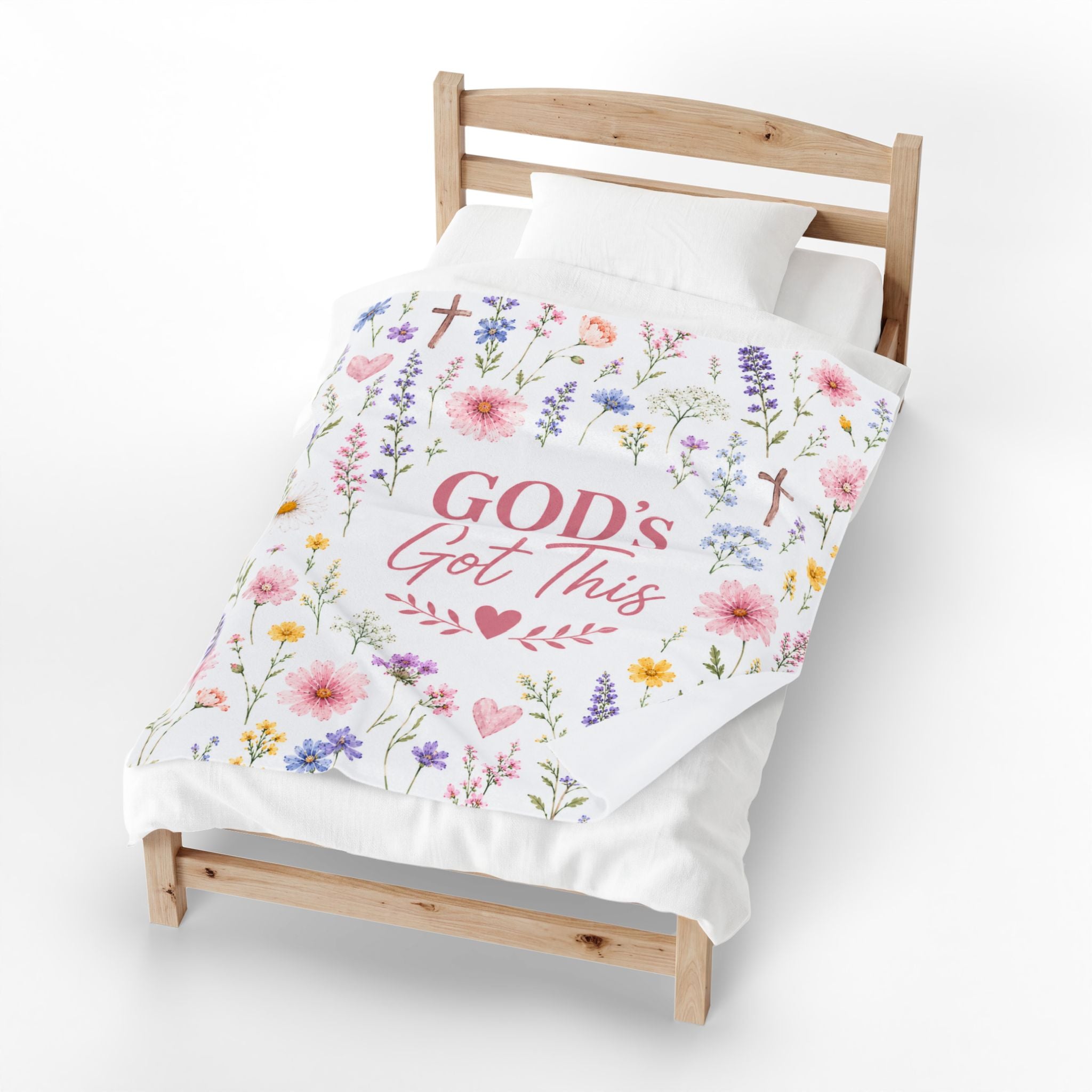 God's Got This Velveteen Plush Blanket For Female, Christian Wildflower Blanket For Women, Cozy Inspirational Faith Gift For Her, GOD Gift