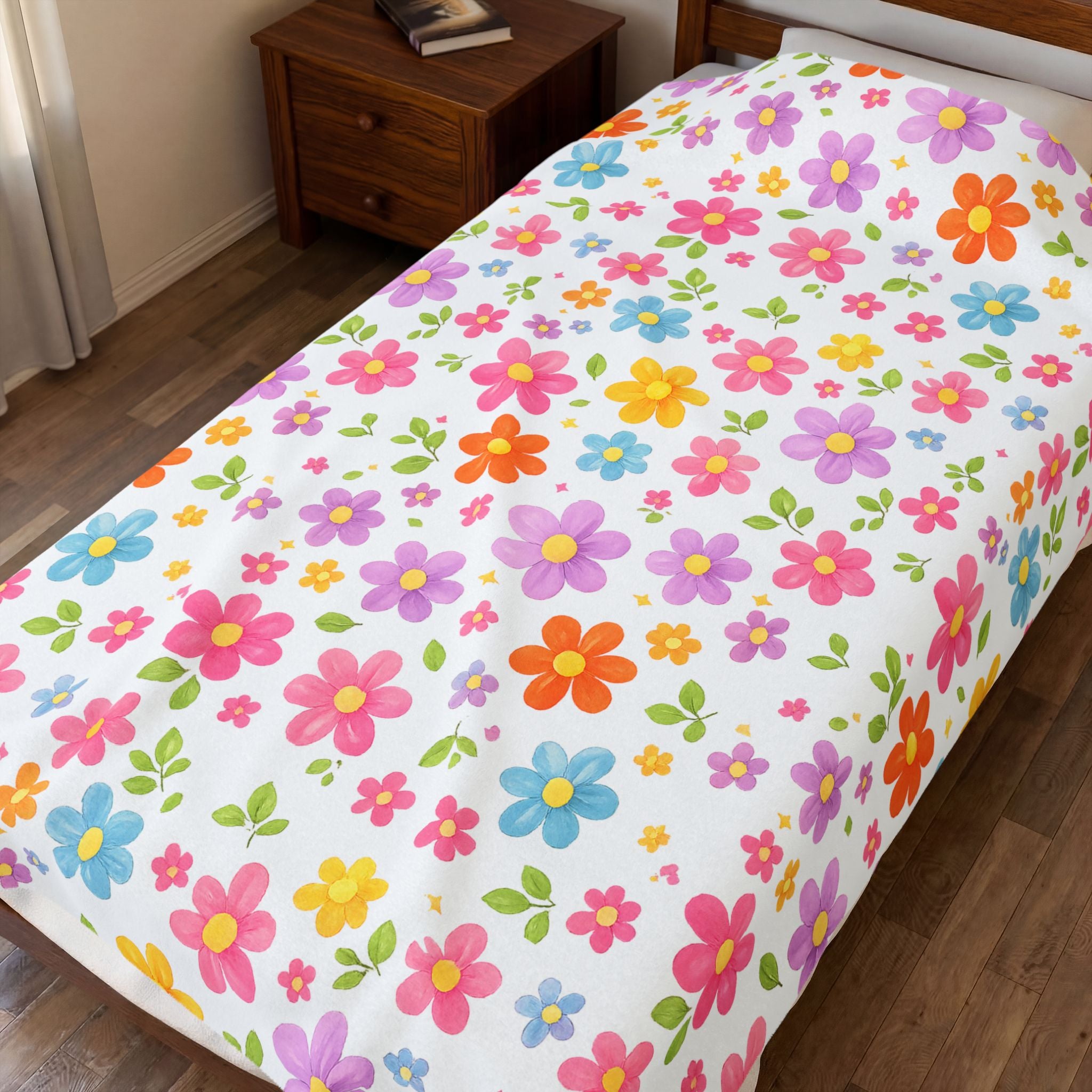 Colorful Retro Groovy Flower Blanket