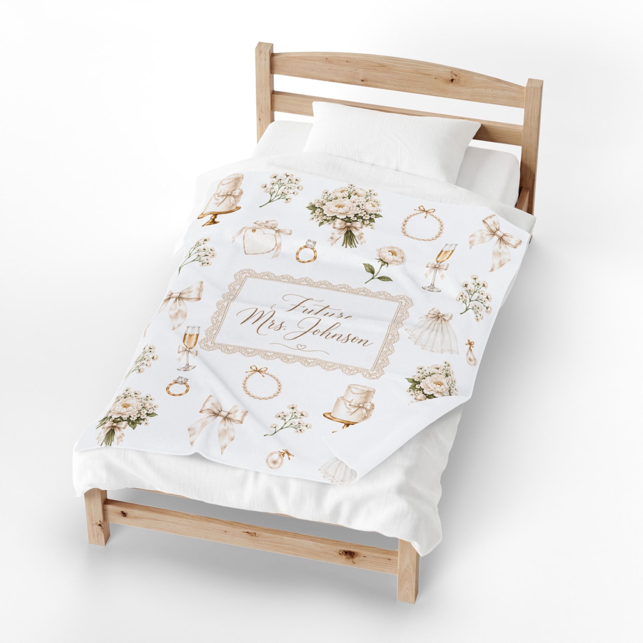 Personalized Future Mrs Velveteen Plush Blanket, Newly Engaged Gift, Bride To Be Gift Idea, Engagement Keepsake Blanket, Future Bride Gift