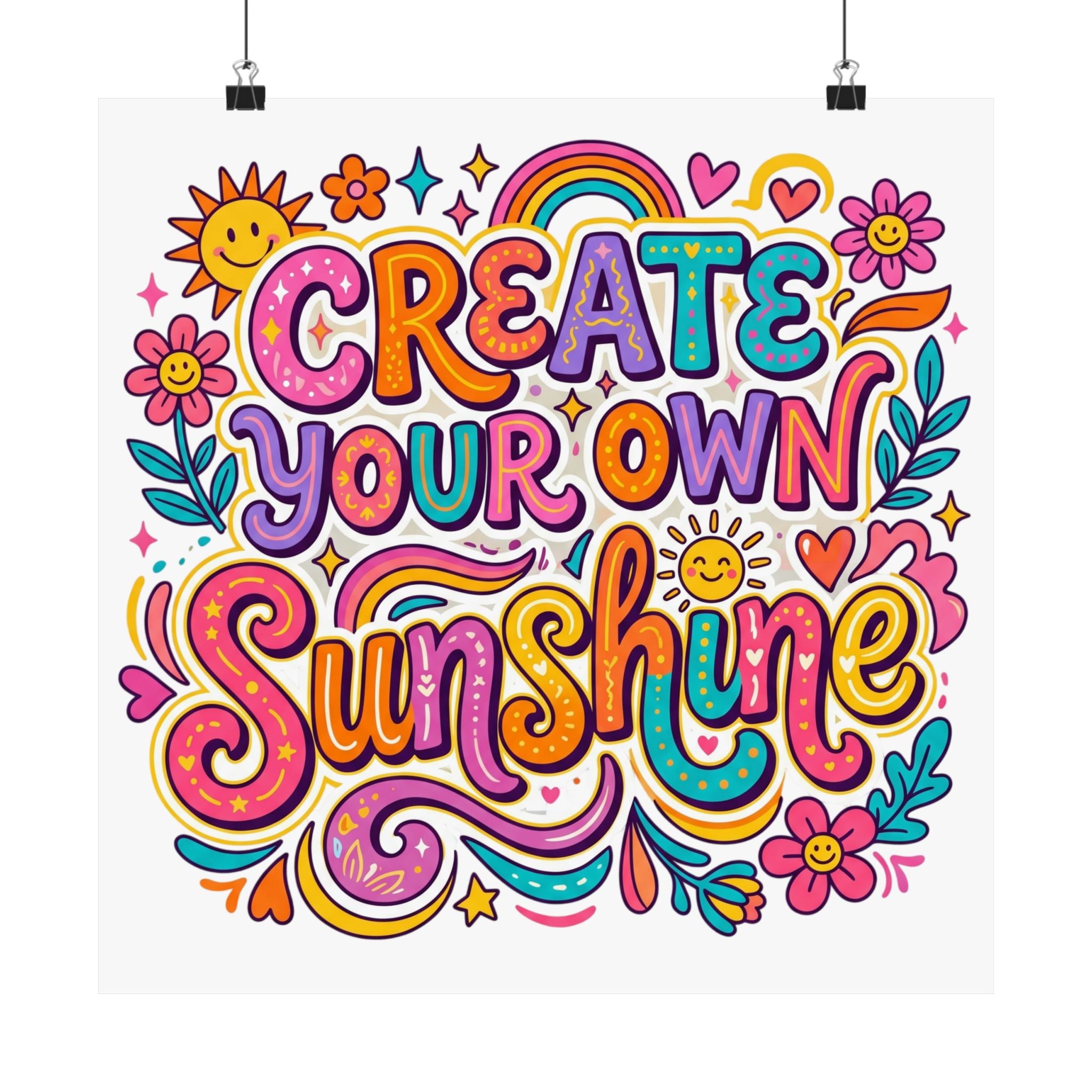 Create Your Own Sunshine Poster | Matte Vertical Inspirational Wall Art