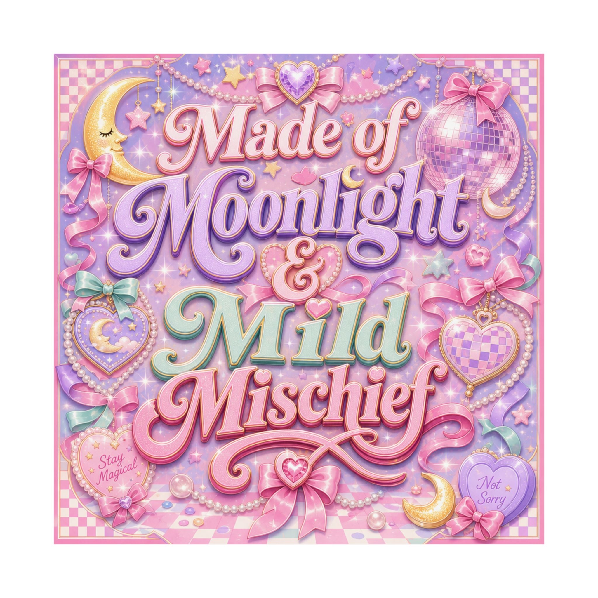 Made of Moonlight & Mild Mischief Matte Vertical Posters | Pastel Kawaii Wall Art