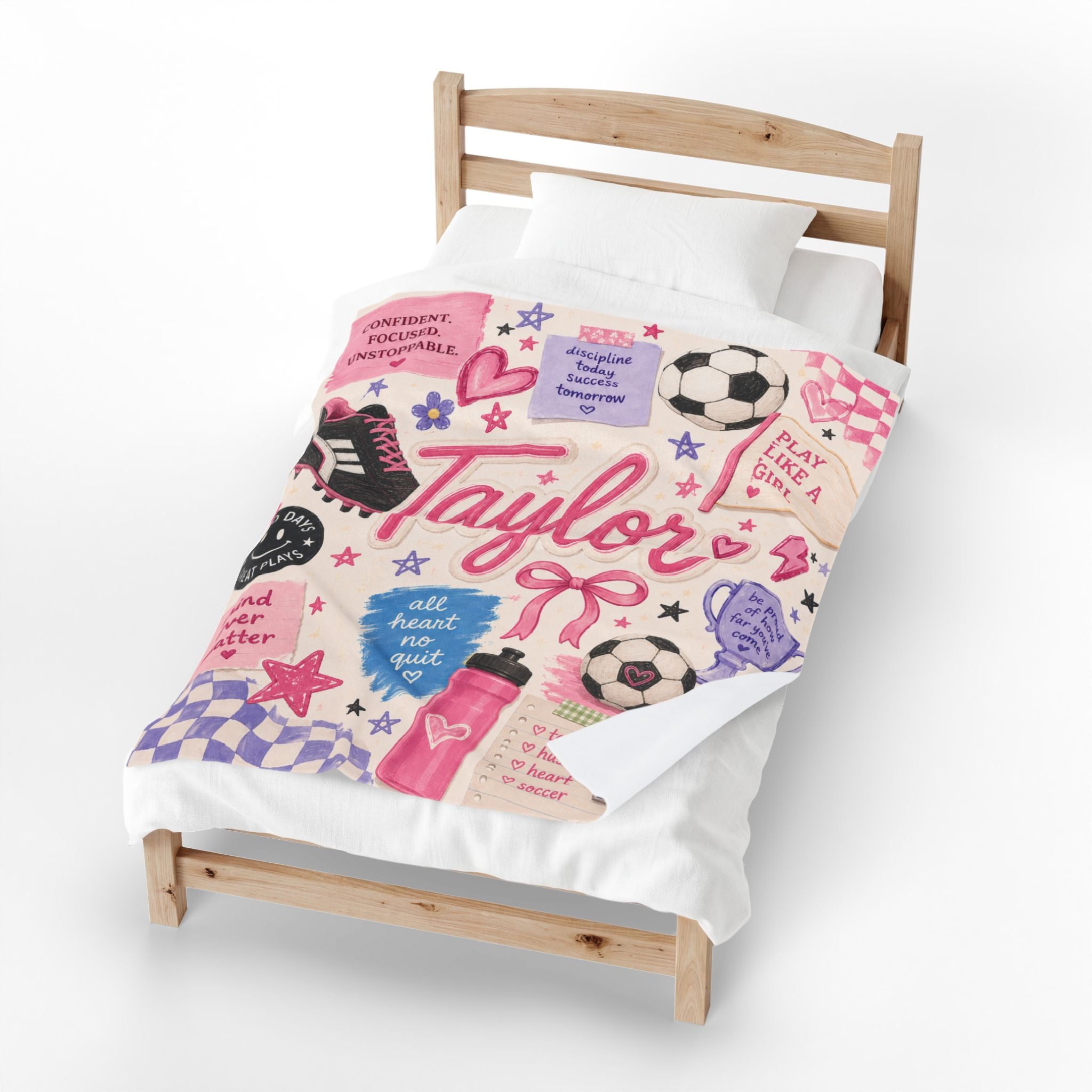 Custom Name Soccer Cozy Blanket For Girl, Teen Girl Soccer Player Blanket, Personalized Soccer Player Gift For Her, Girl Soccer Gift, Bday