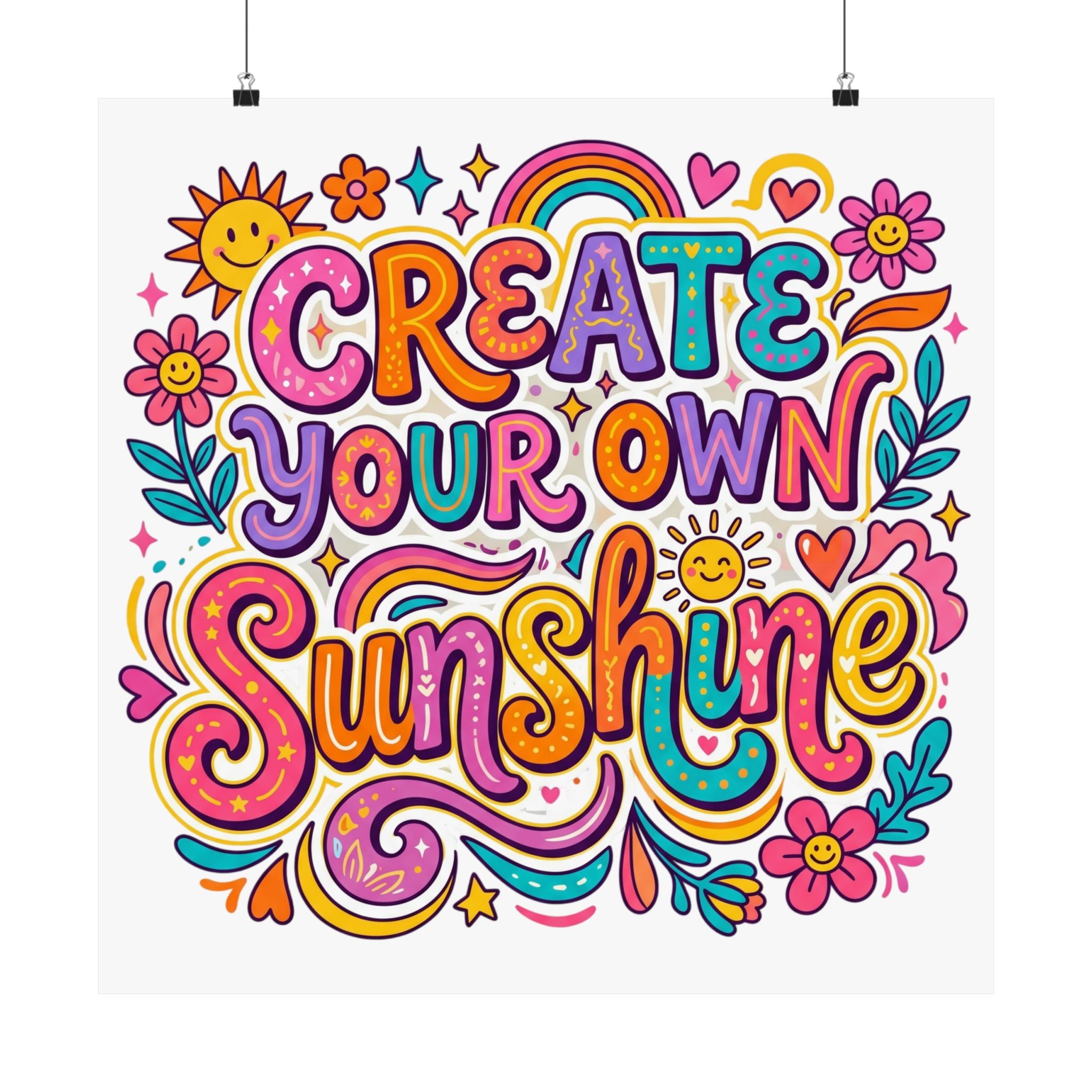 Create Your Own Sunshine Poster | Matte Vertical Inspirational Wall Art