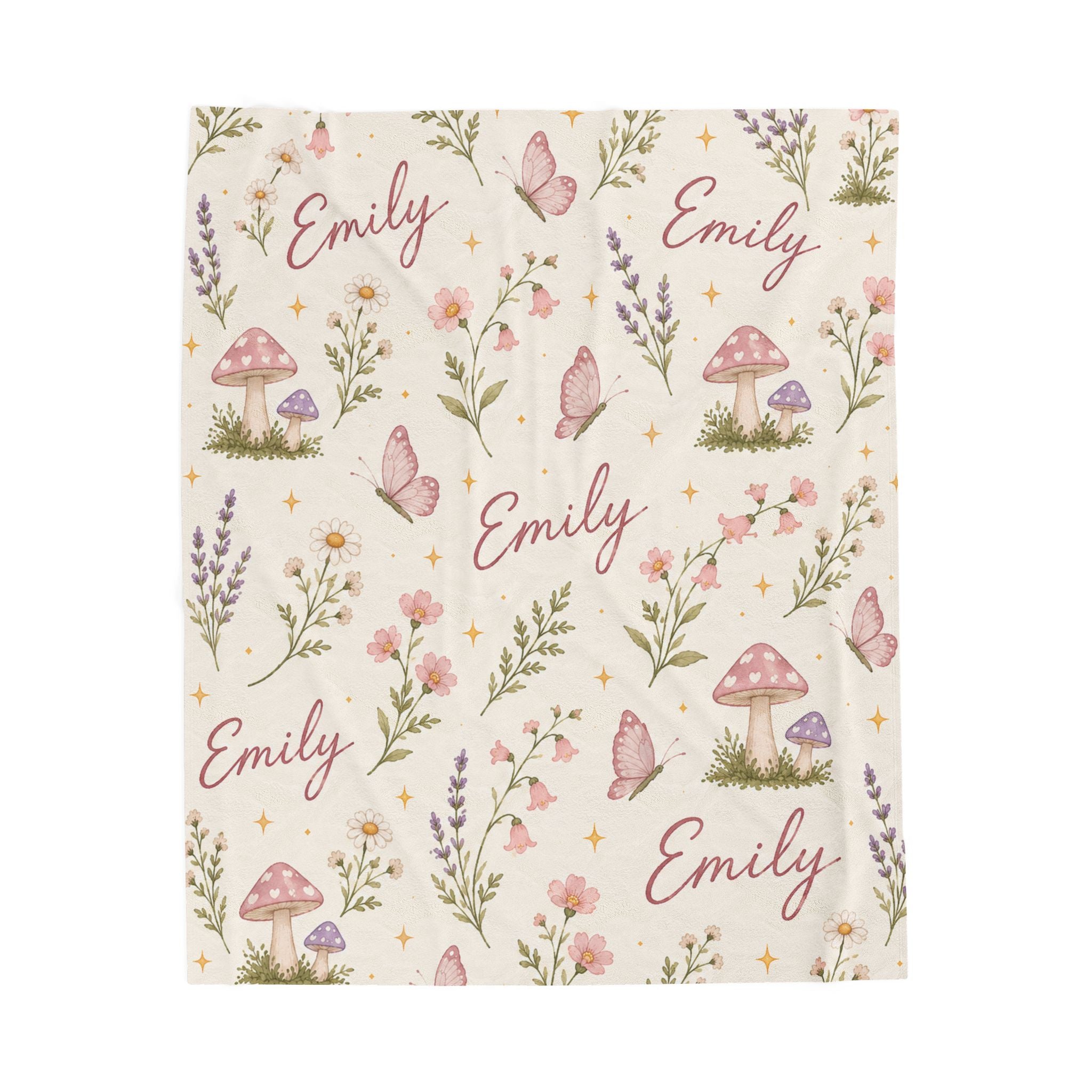 Personalized Floral Enchanted Forest Blanket | Enchanted Forest Velveteen Plush Blanket