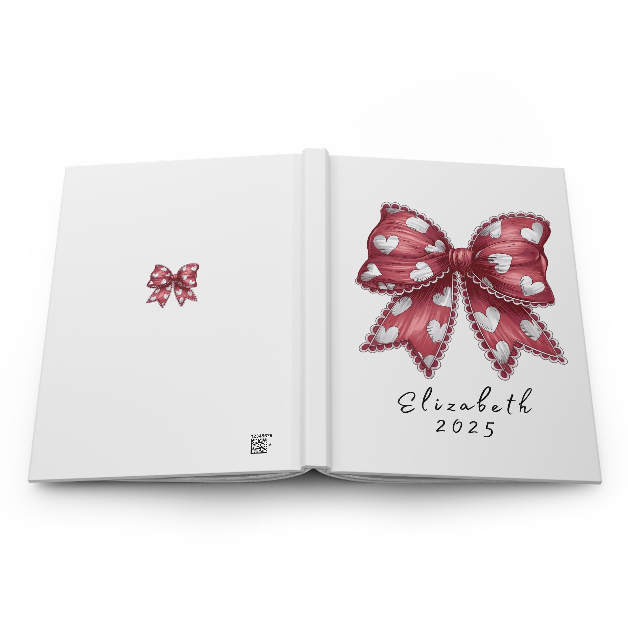 Personalized Coquette Bow Heart Journal