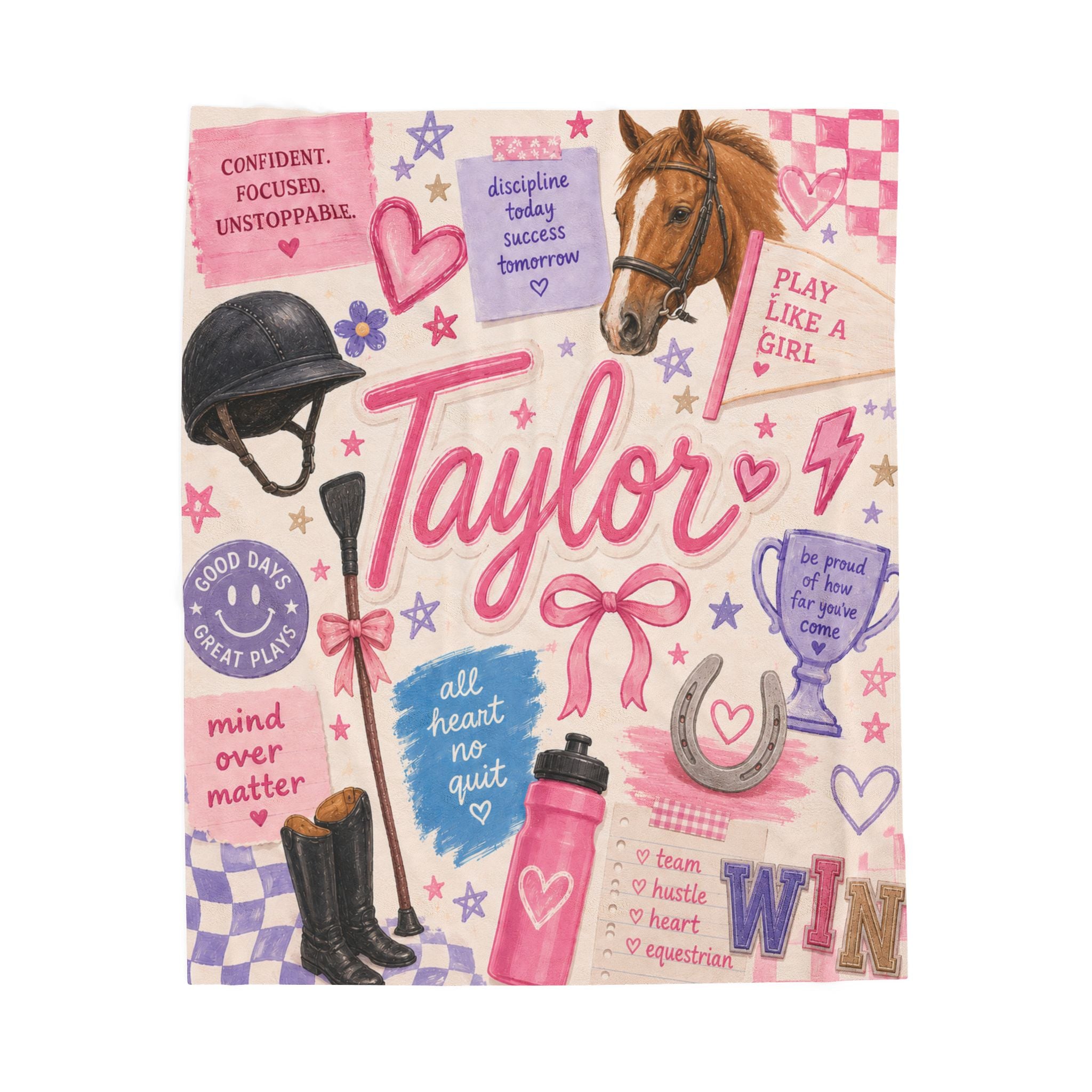 Custom Name Equestrian Blanket For Girl, Teen Girl Equestrian Blanket, Personalized Equestrian Gift Teen, Girl Horse Riding Gift, Barn Gift