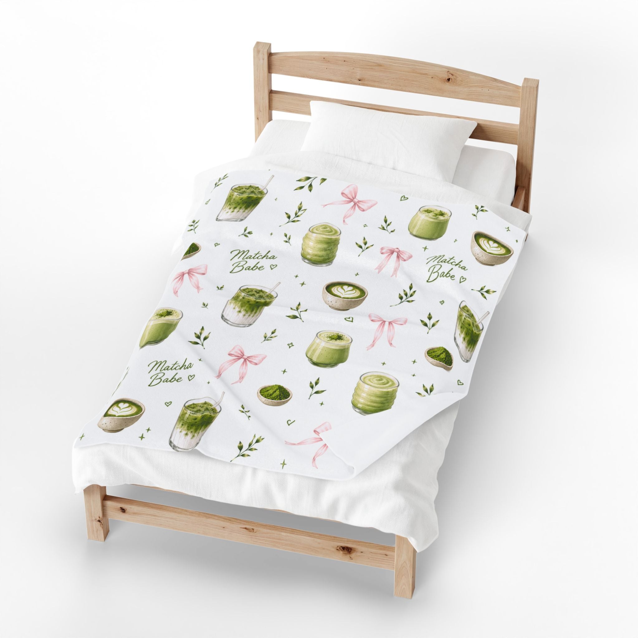 Matcha Babe Velveteen Plush Blanket, Matcha Lover Gift Idea For Her, Matcha Dorm Decor, Aesthetic Green Tea Decor, Matcha Green Tea Lover