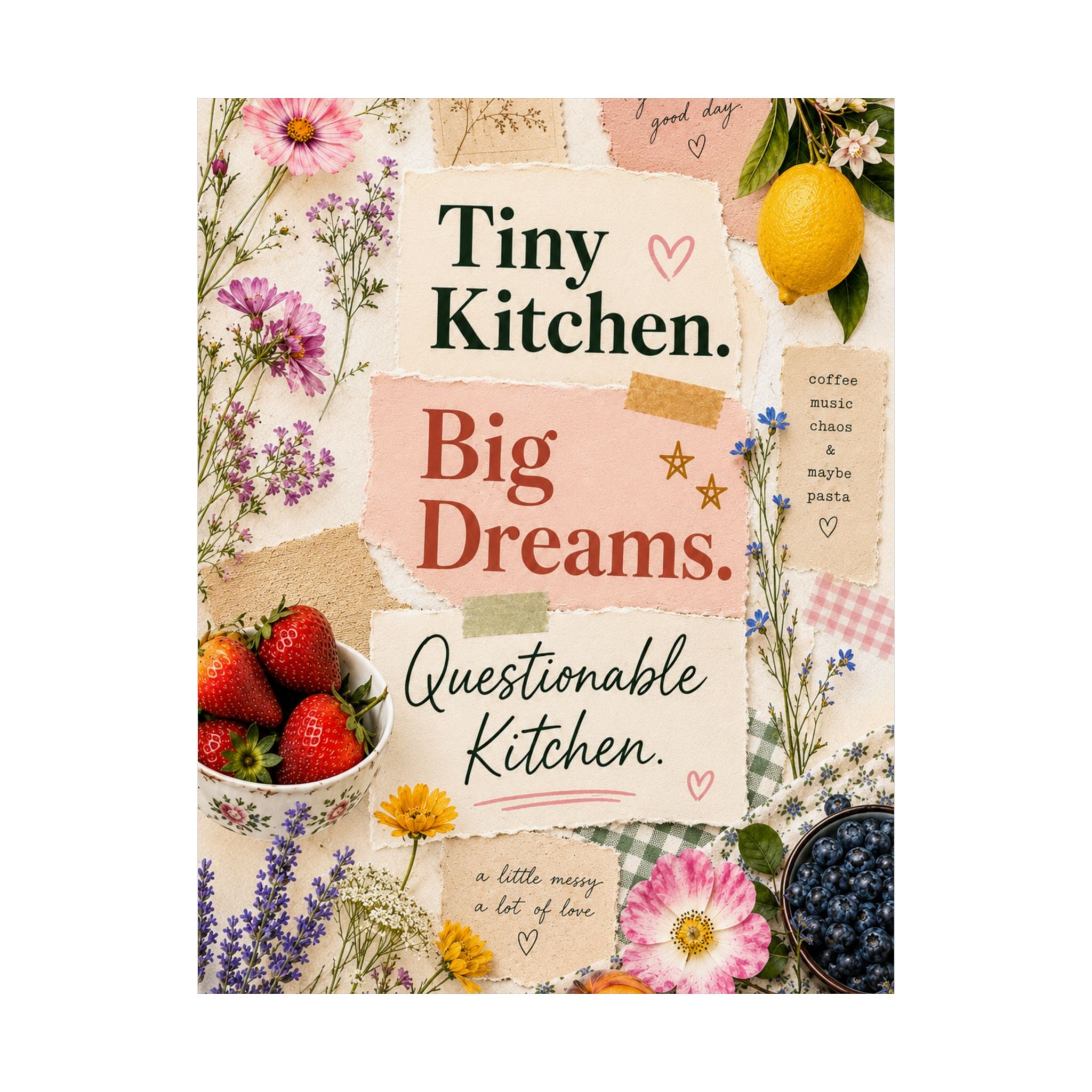 Tiny Kitchen Big Dreams Poster | Matte Vertical Poster, Kitchen Wall Art