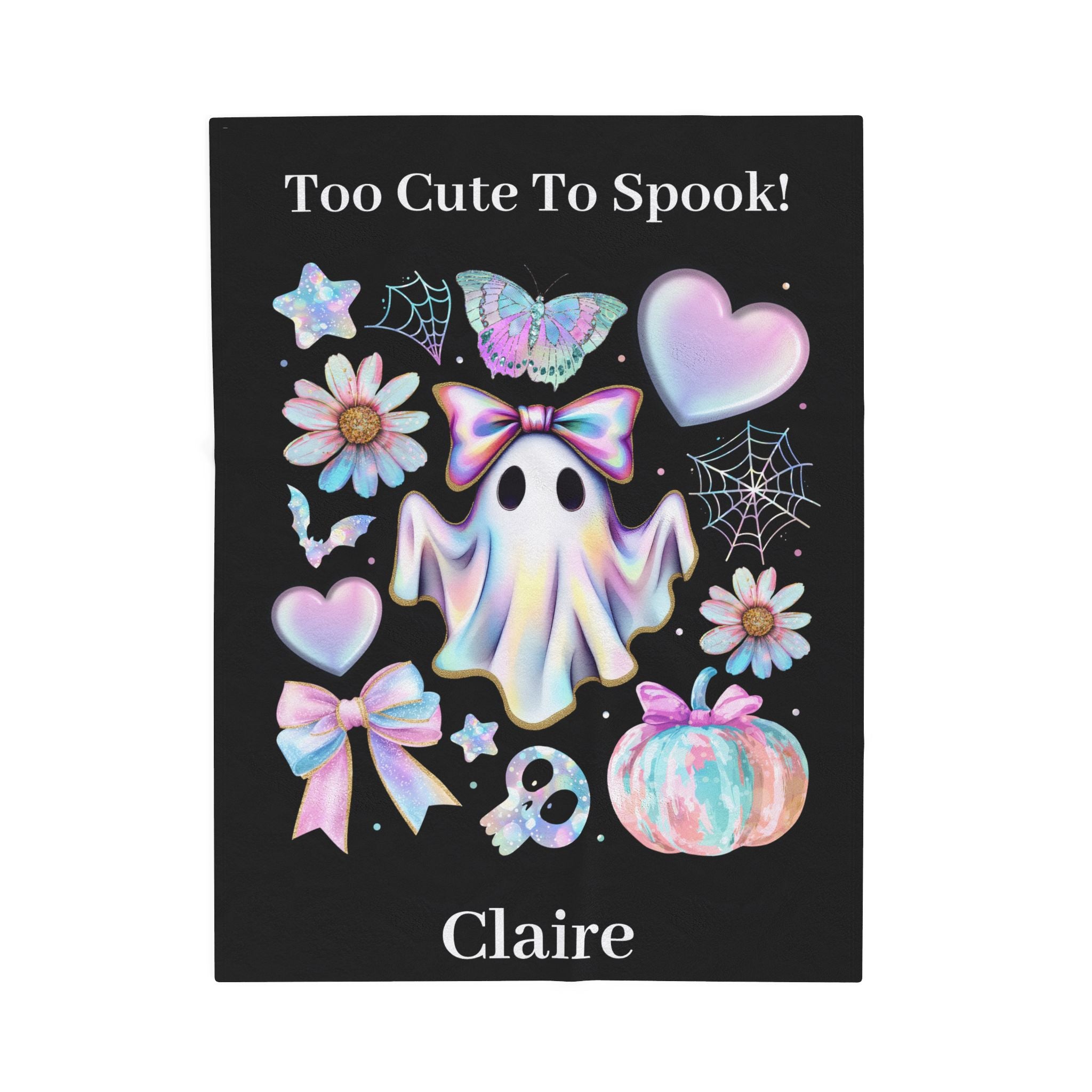 Personalized Pastel Ghost Blanket, Cute Pink Halloween Throw, Girly Spooky Season Gift, Custom Name Cozy Pink Ghost Blanket For Girl, Gift