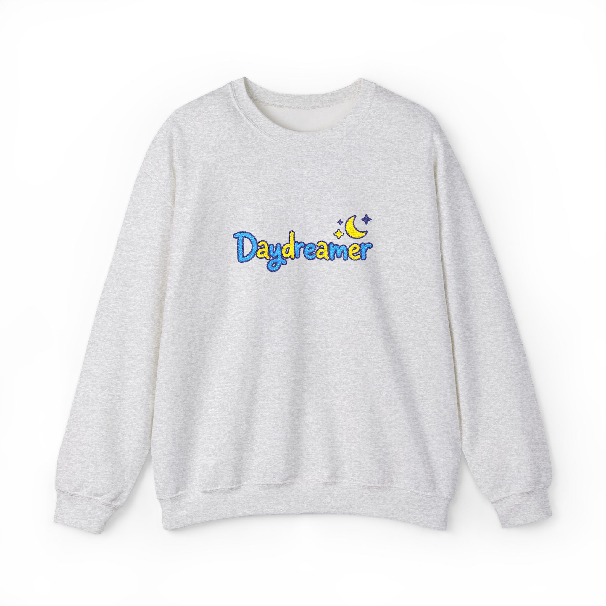 Daydreamer Embroidered Crewneck Sweatshirt with Moon and Stars Design, Day Dreamer Gift for Dreamers