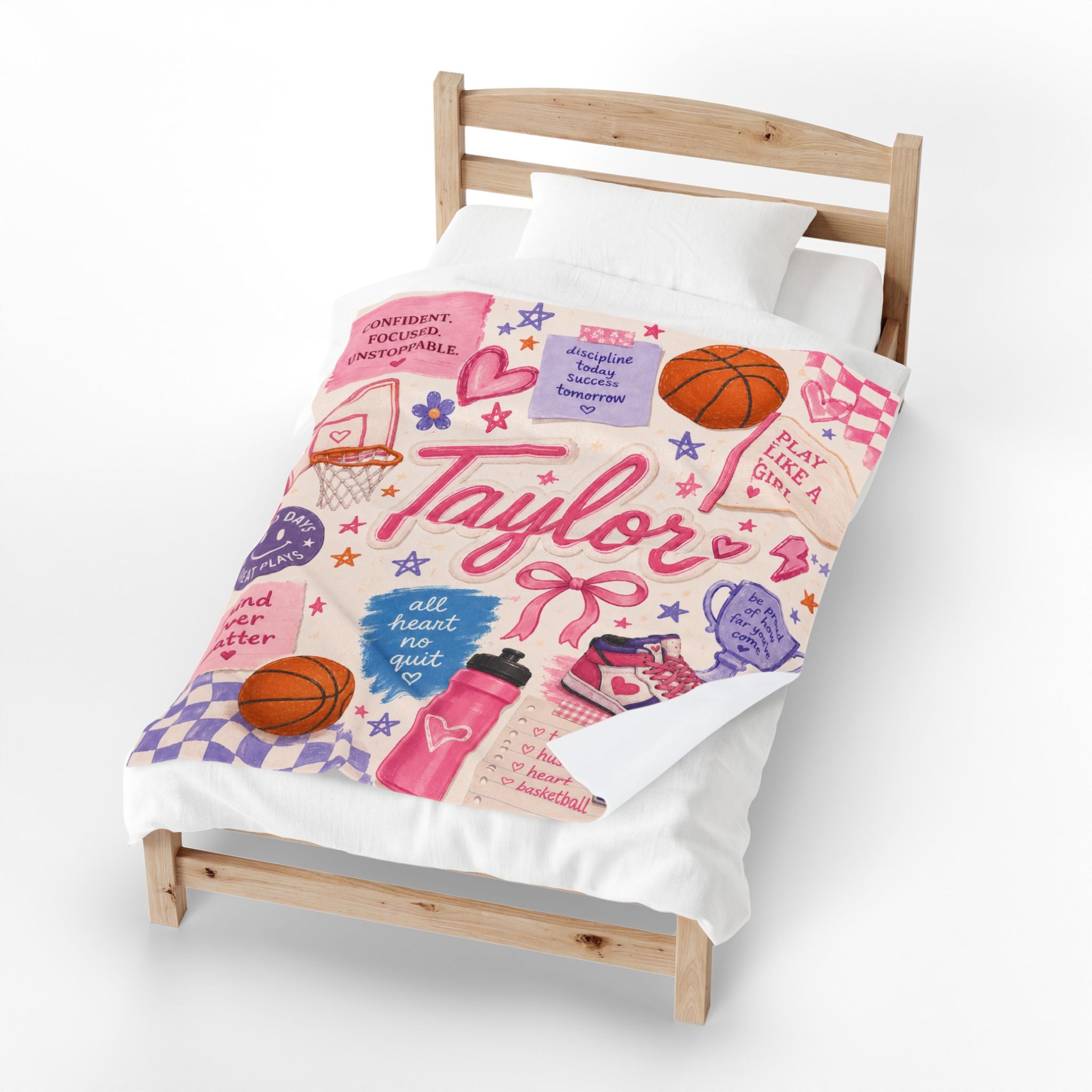 Custom Name Basketball Cozy Blanket For Girl, Teen Girl Basketball Player Blanket, Personalized Basketball Gift Female, Girl Basketball Gift