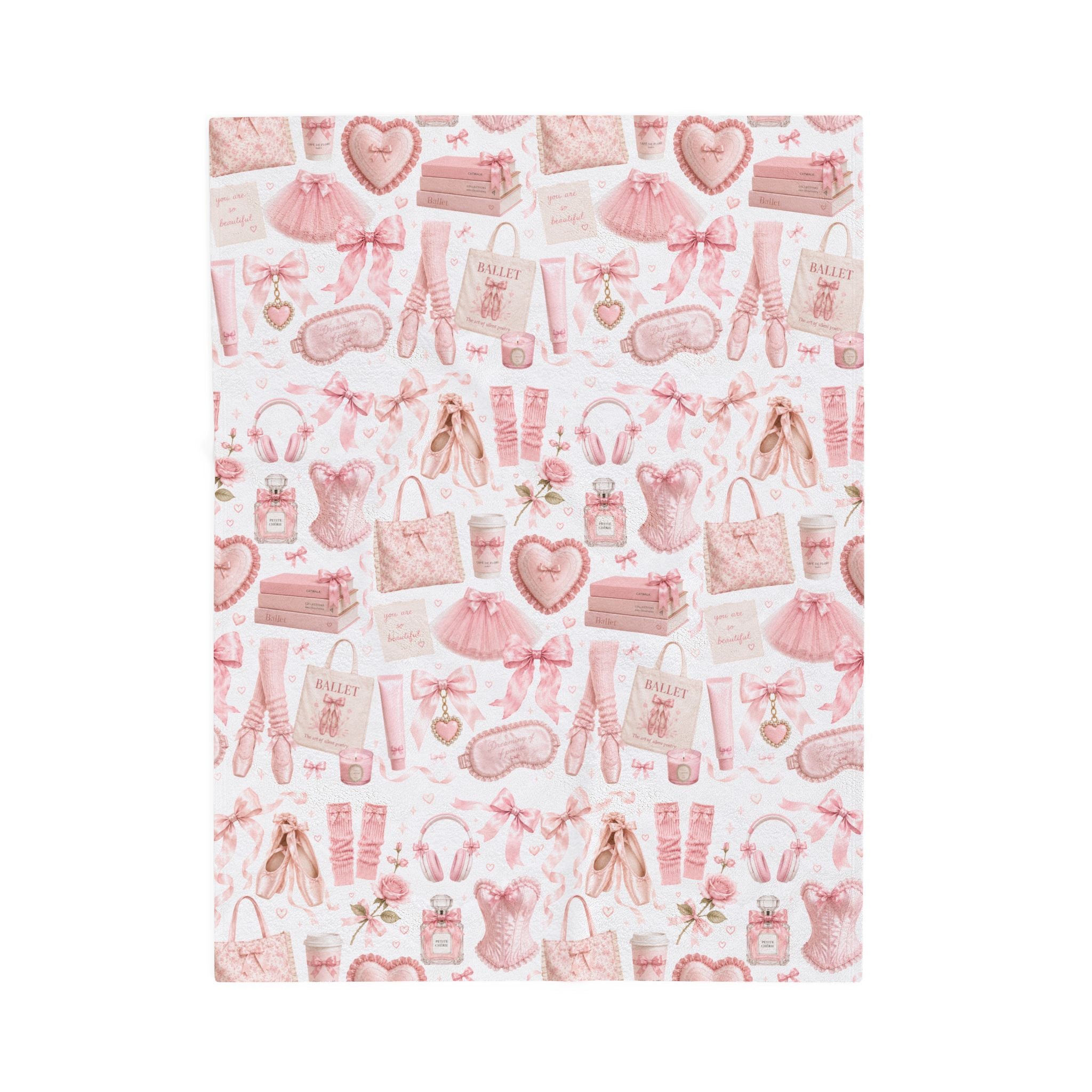 Pink Ballet Aesthetic Velveteen Plush Blanket