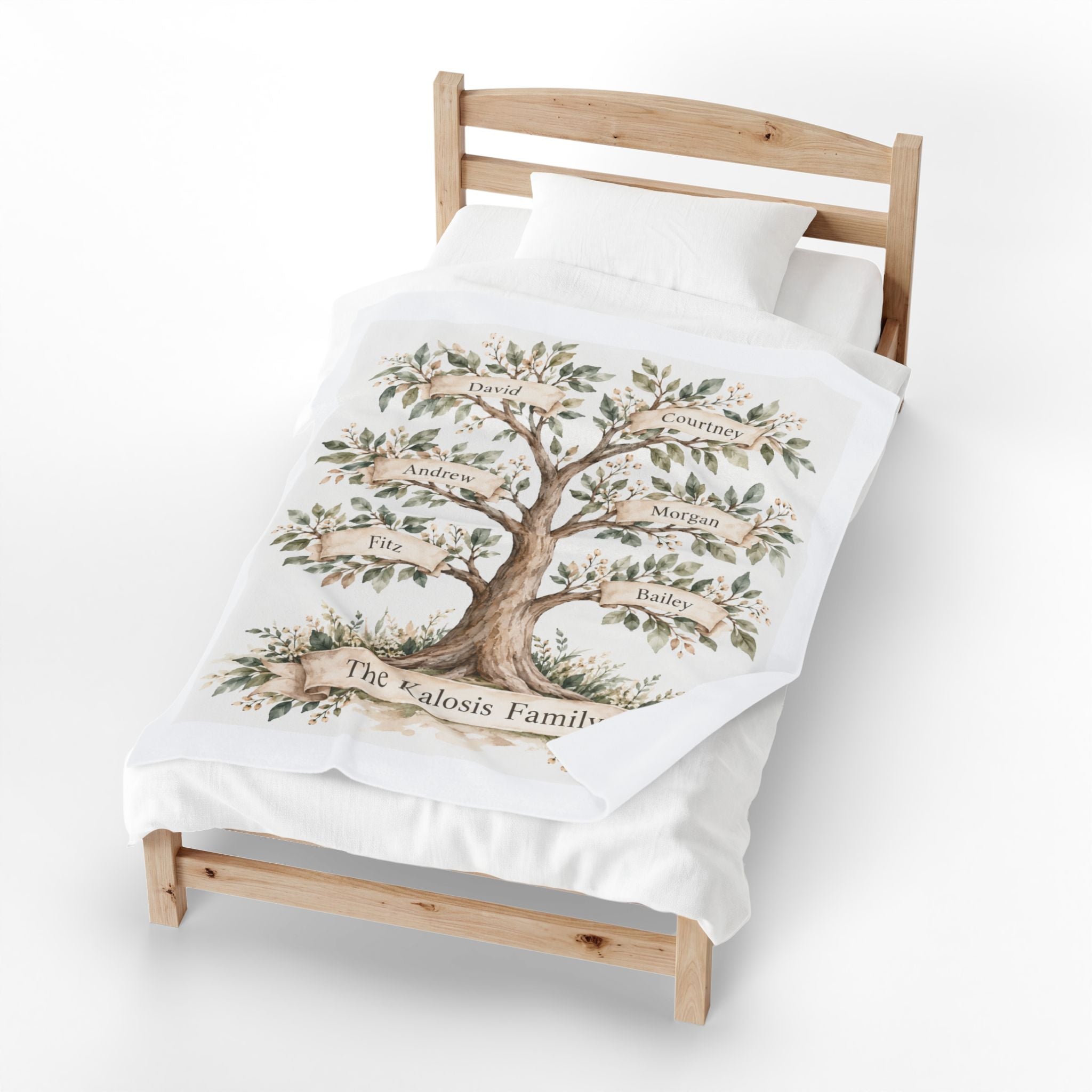 Personal Family Tree Blanket, Velveteen Family Tree Gift, Custom Names Family Tree Blanket, Personalized Gift for Grandma, Christmas Present