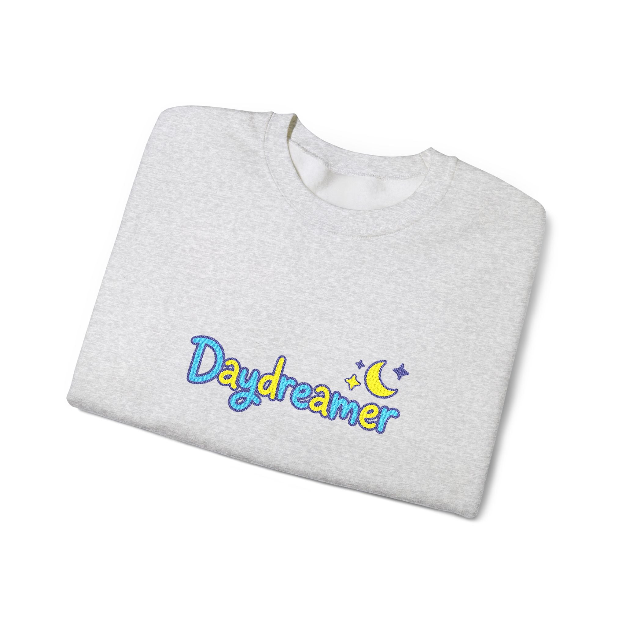 Daydreamer Embroidered Crewneck Sweatshirt with Moon and Stars Design, Day Dreamer Gift for Dreamers