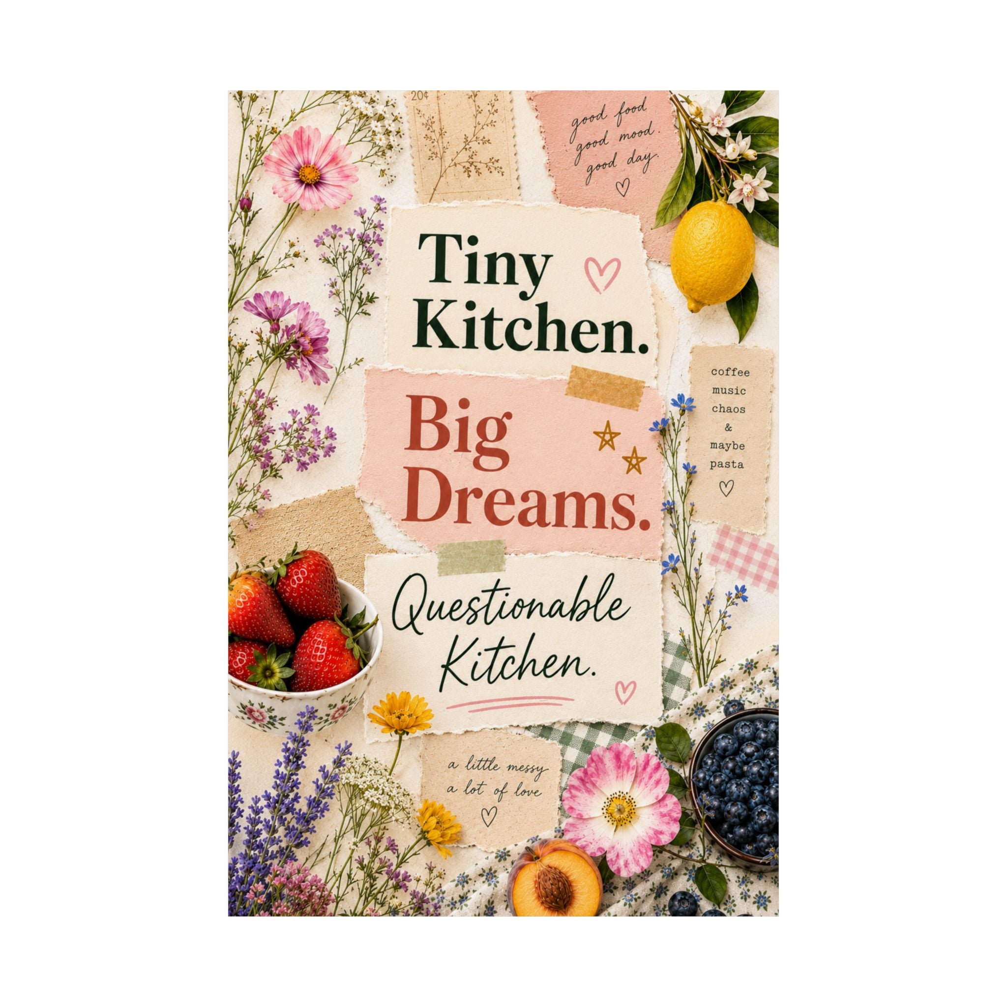 Tiny Kitchen Big Dreams Poster | Matte Vertical Poster, Kitchen Wall Art