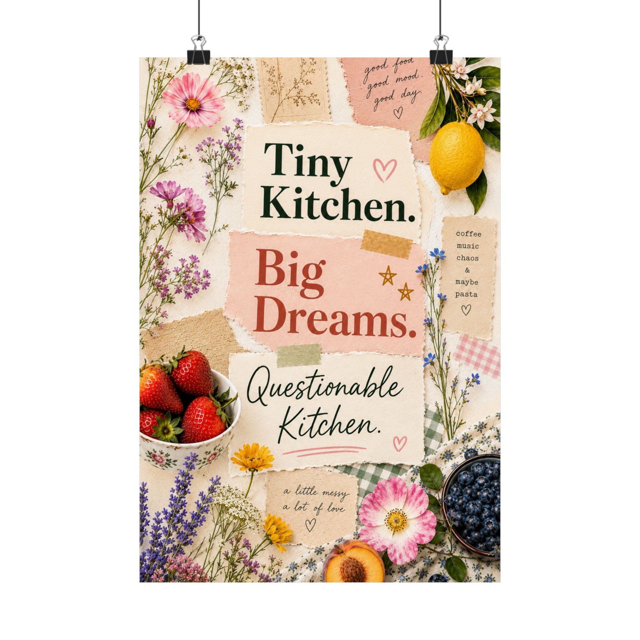 Tiny Kitchen Big Dreams Poster | Matte Vertical Poster, Kitchen Wall Art