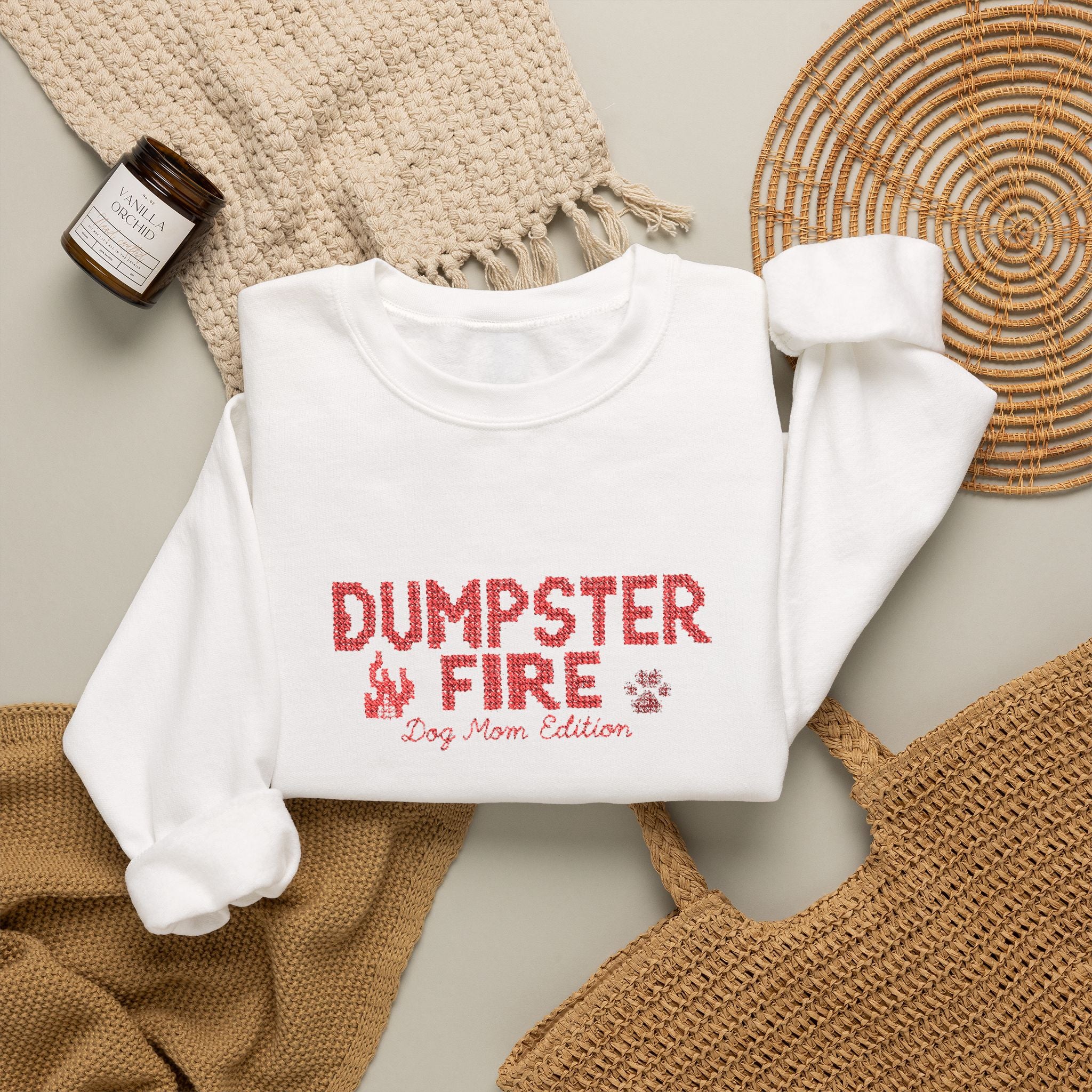 Dumpster Fire Dog Mom Crewneck