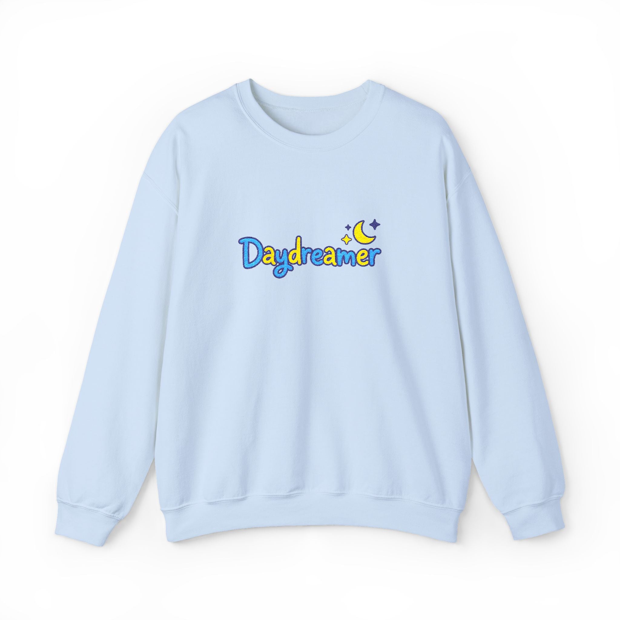Daydreamer Embroidered Crewneck Sweatshirt with Moon and Stars Design, Day Dreamer Gift for Dreamers