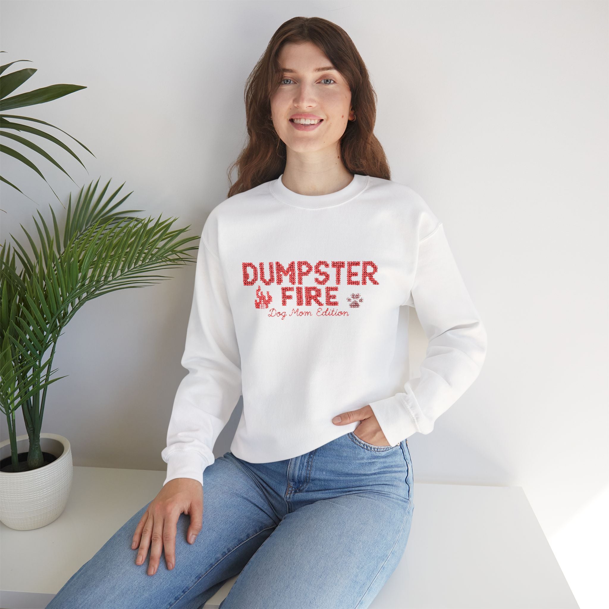 Dumpster Fire Dog Mom Crewneck