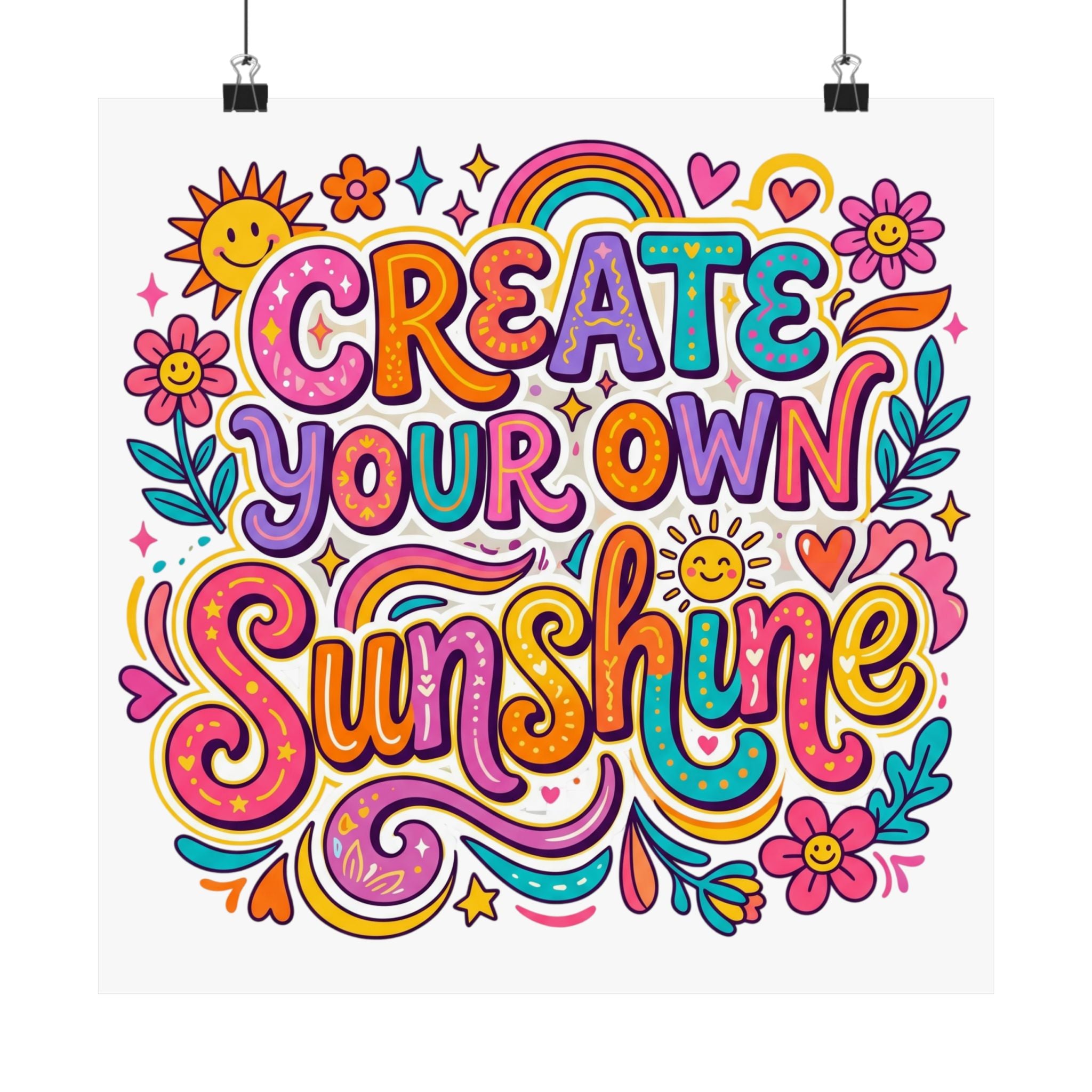 Create Your Own Sunshine Poster | Matte Vertical Inspirational Wall Art