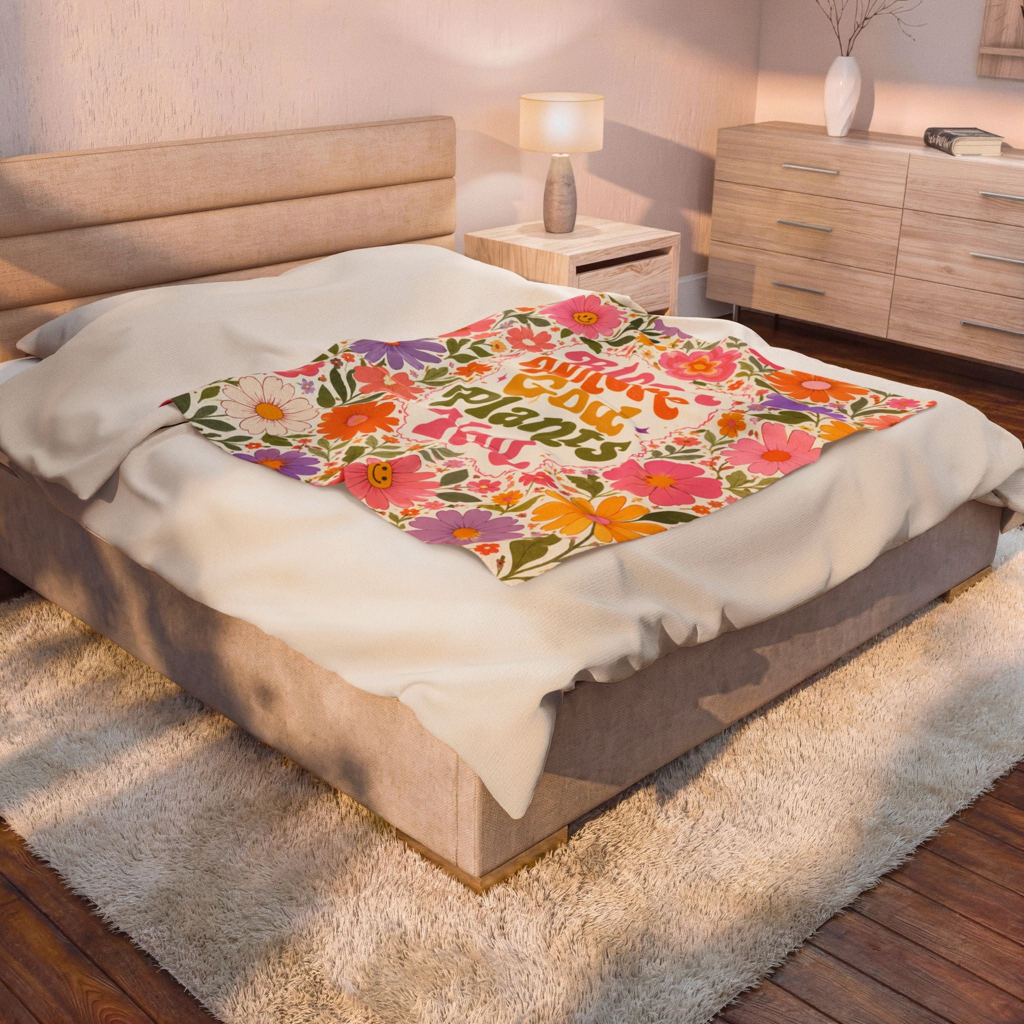 Bloom Where God Plants You Blanket | Floral Retro Scripture Throw