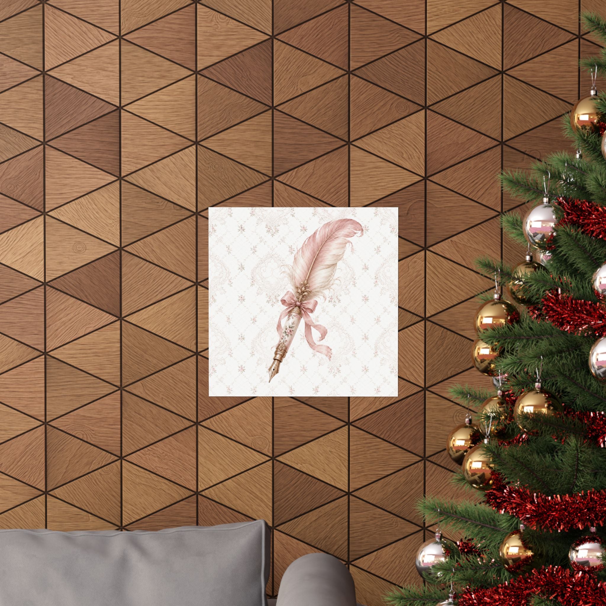 Vintage Pink Feather Quill Matte Vertical Poster | Shabby Chic Wall Art