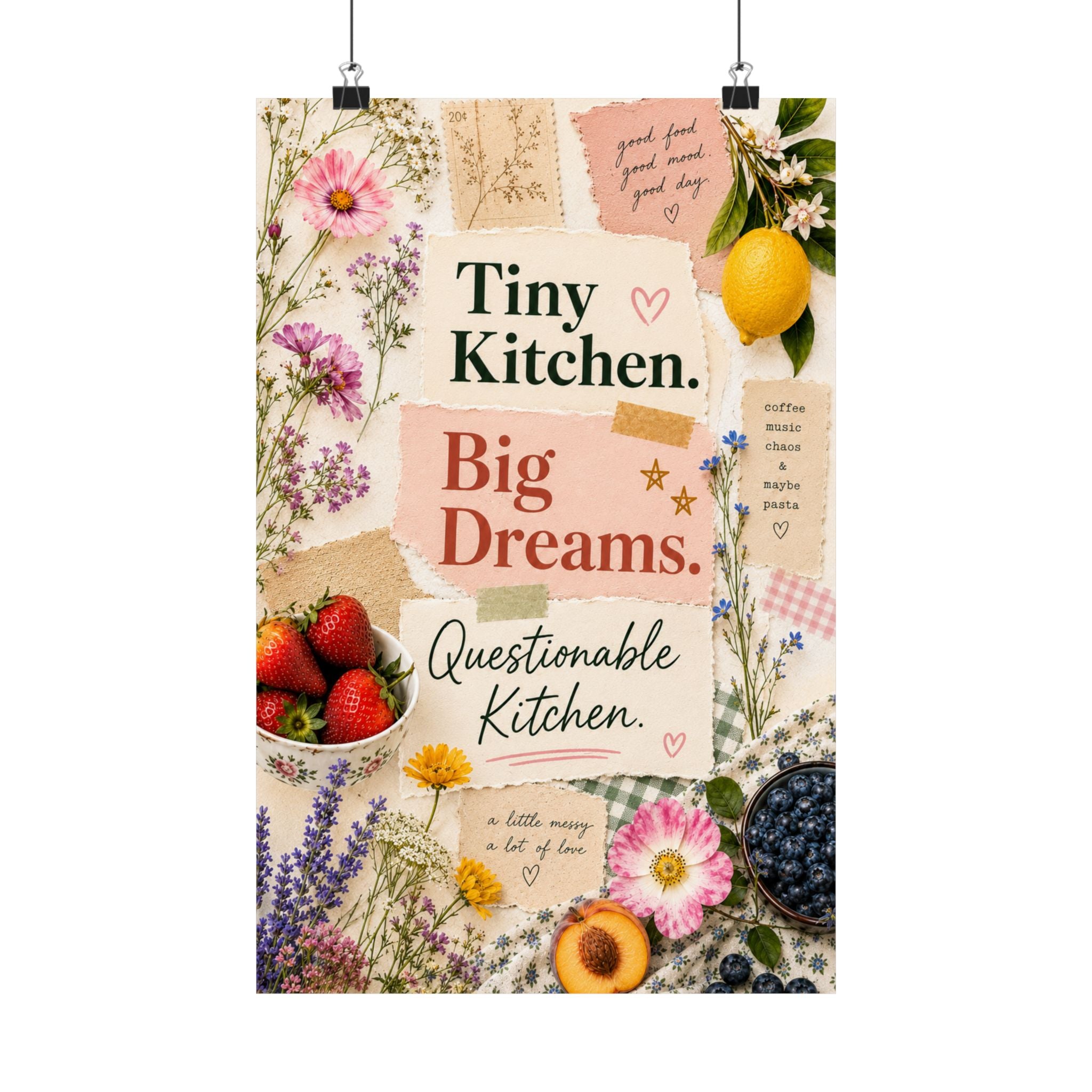 Tiny Kitchen Big Dreams Poster | Matte Vertical Poster, Kitchen Wall Art