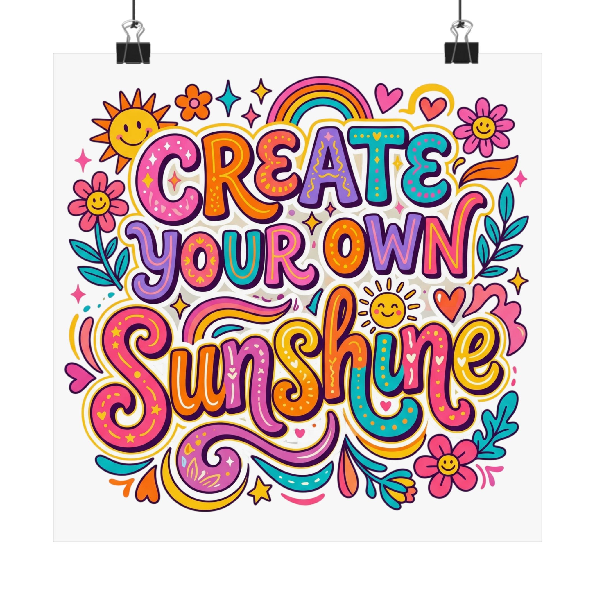 Create Your Own Sunshine Poster | Matte Vertical Inspirational Wall Art