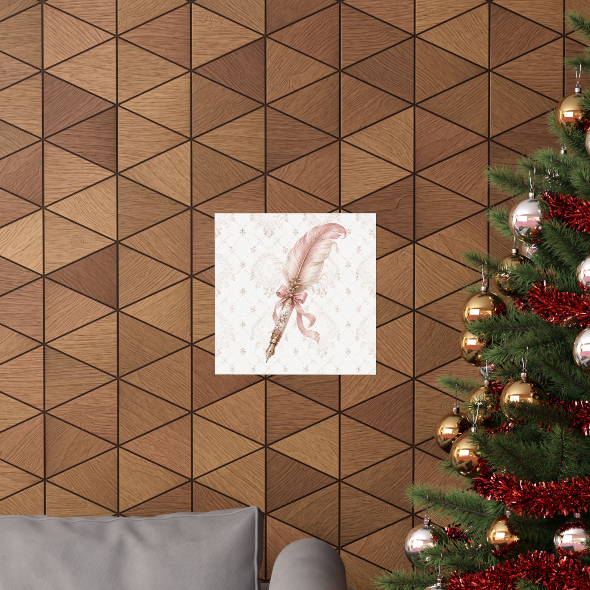 Vintage Pink Feather Quill Matte Vertical Poster | Shabby Chic Wall Art
