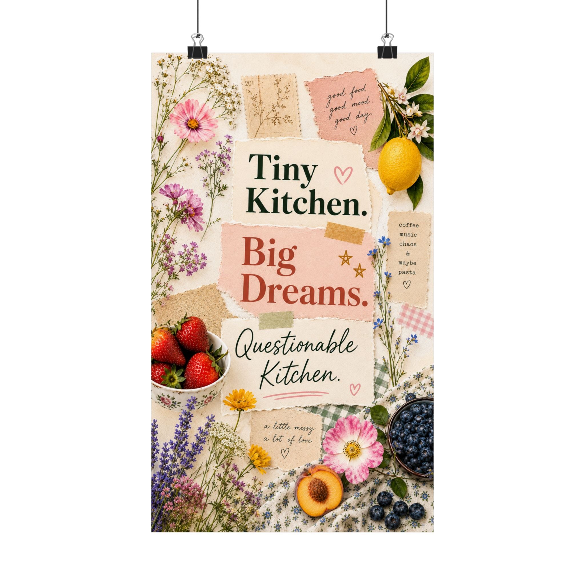 Tiny Kitchen Big Dreams Poster | Matte Vertical Poster, Kitchen Wall Art