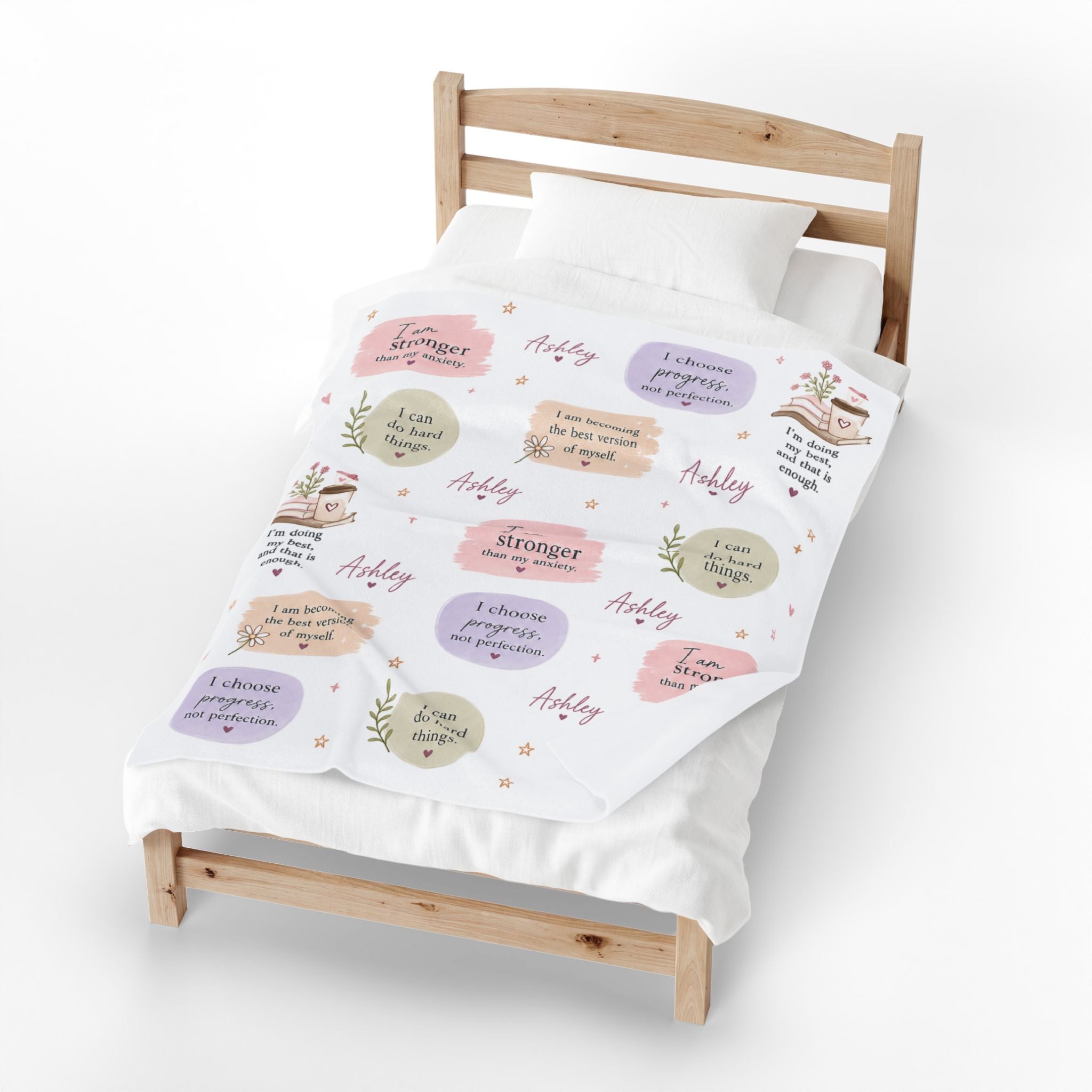 Calming Affirmations blanket | Personalized Name velveteen plush blanket