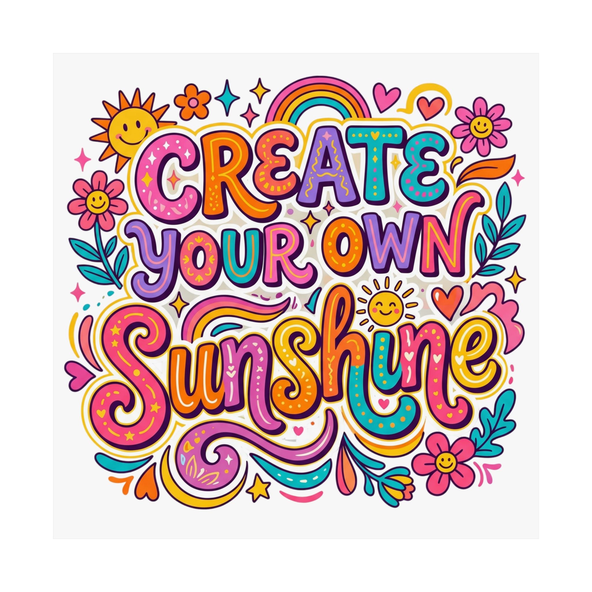 Create Your Own Sunshine Poster | Matte Vertical Inspirational Wall Art