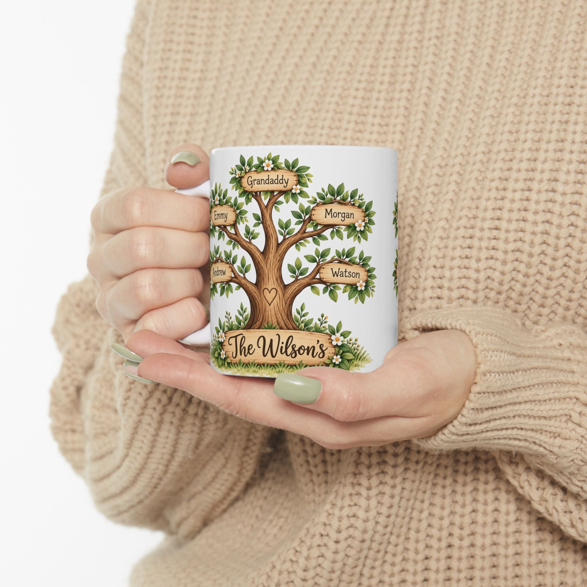 Custom Family Tree Name Mug, Family Personalized Ceramic Name Coffee Cup, Family Name Gift Idea, Grandparent Gift, Parent Gift, Family Gift