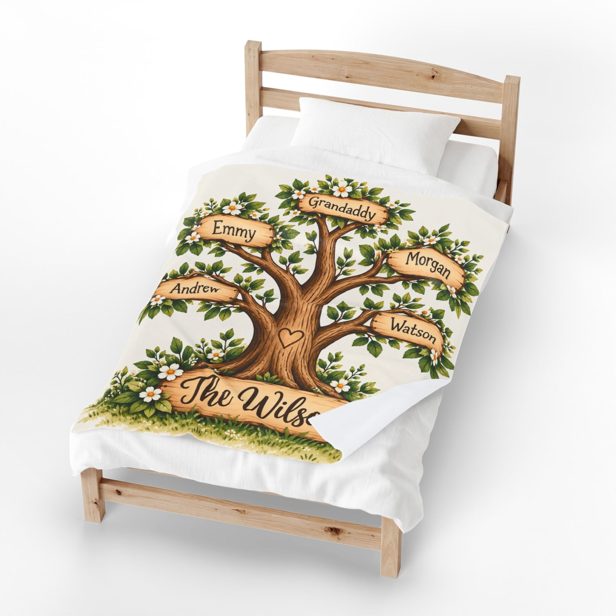 Personalized Family Tree Velveteen Plush Blanket | Custom Name Family Tree Throw | Family Gift Idea | Grandparent Gift | Gift For Parents