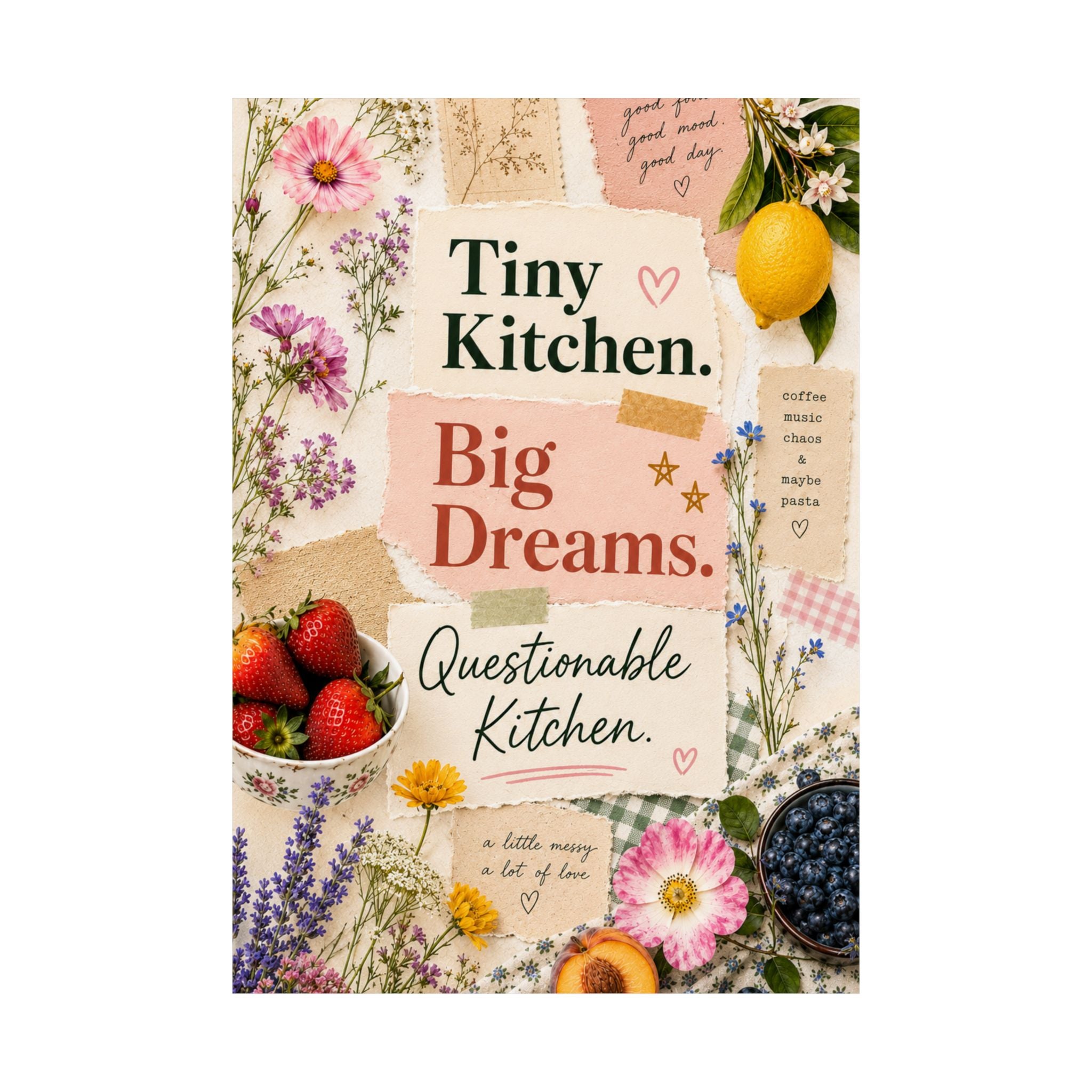 Tiny Kitchen Big Dreams Poster | Matte Vertical Poster, Kitchen Wall Art