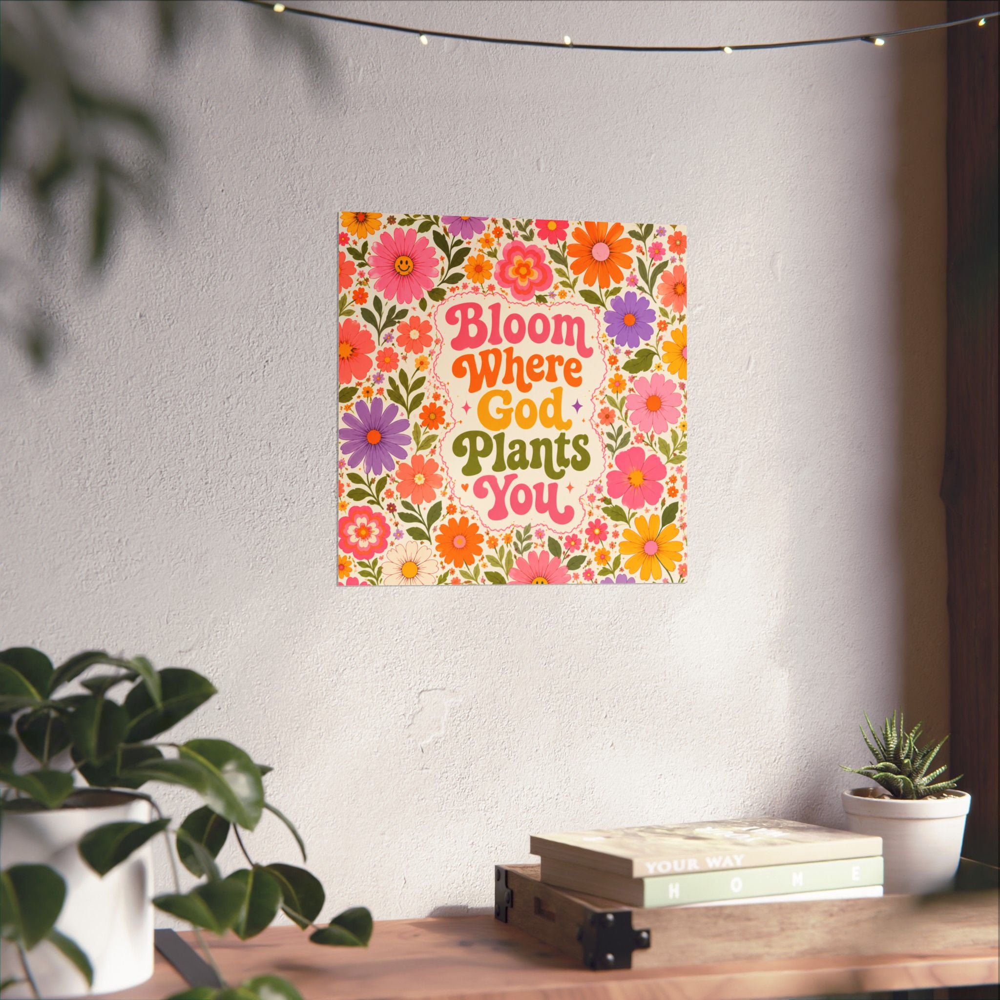 Bloom Where God Plants You Poster | Floral Faith Wall Art