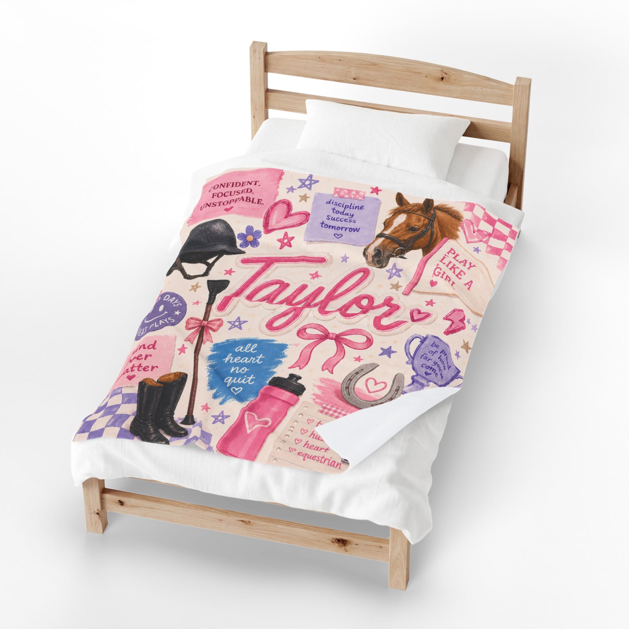 Custom Name Equestrian Blanket For Girl, Teen Girl Equestrian Blanket, Personalized Equestrian Gift Teen, Girl Horse Riding Gift, Barn Gift