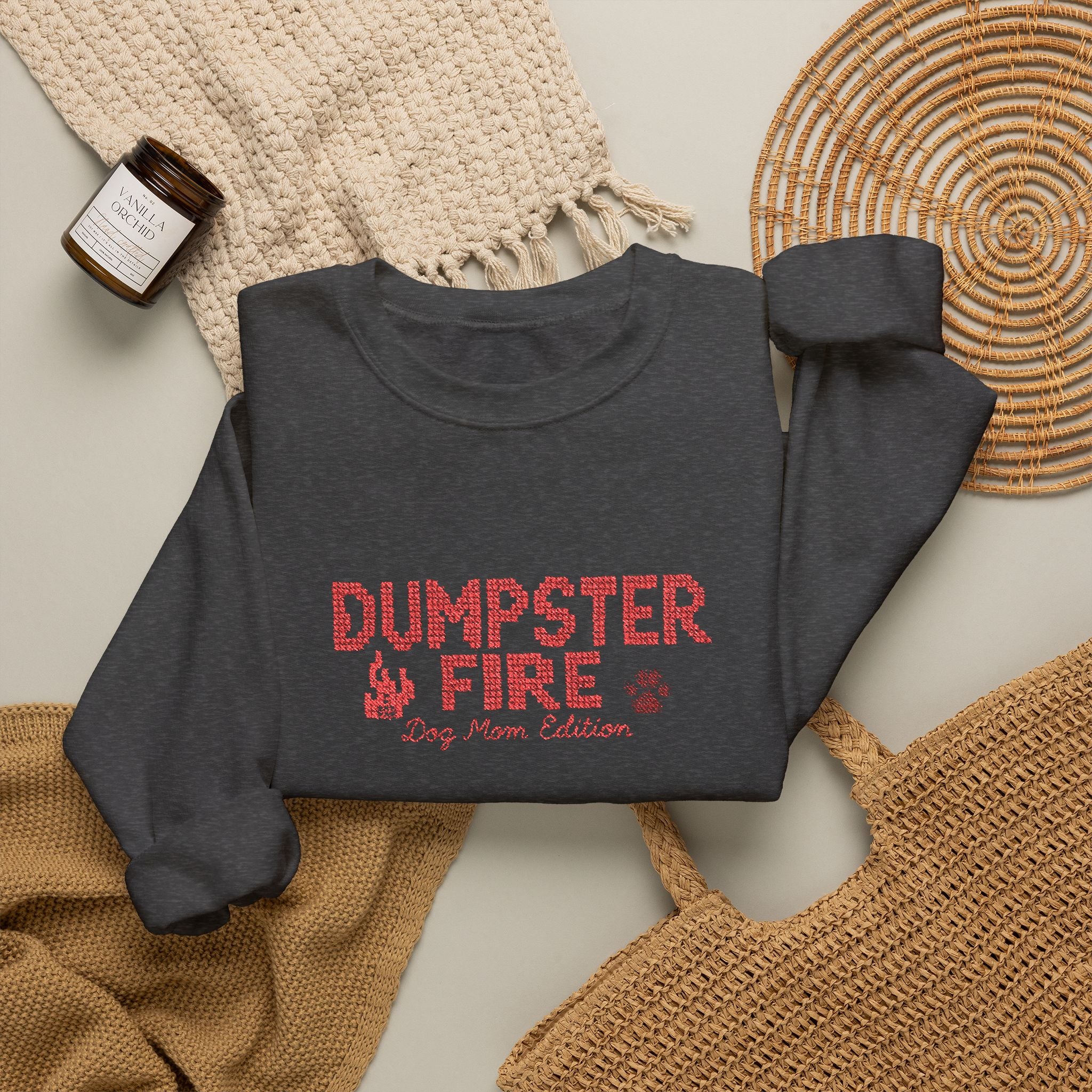 Dumpster Fire Dog Mom Crewneck