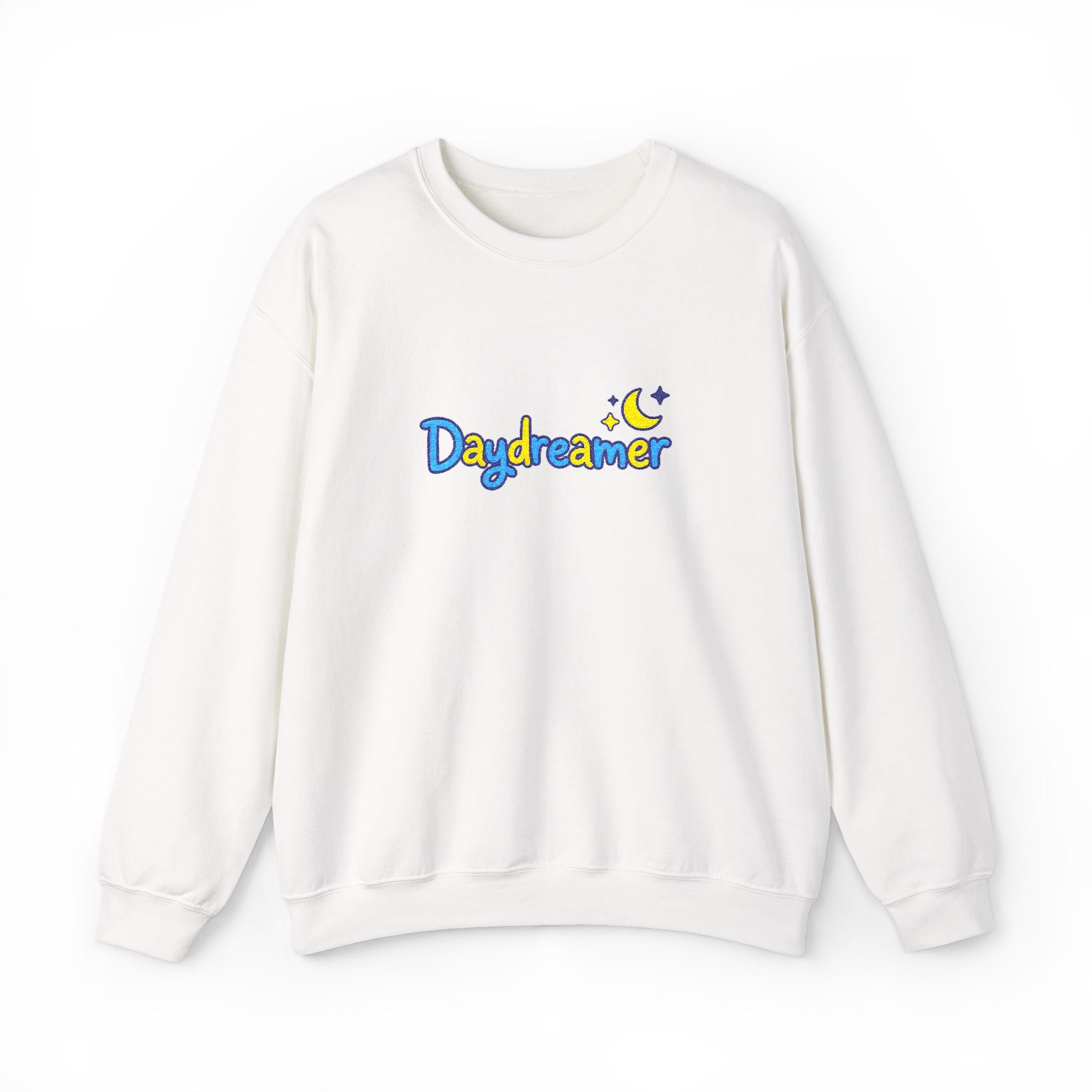 Daydreamer Embroidered Crewneck Sweatshirt with Moon and Stars Design, Day Dreamer Gift for Dreamers