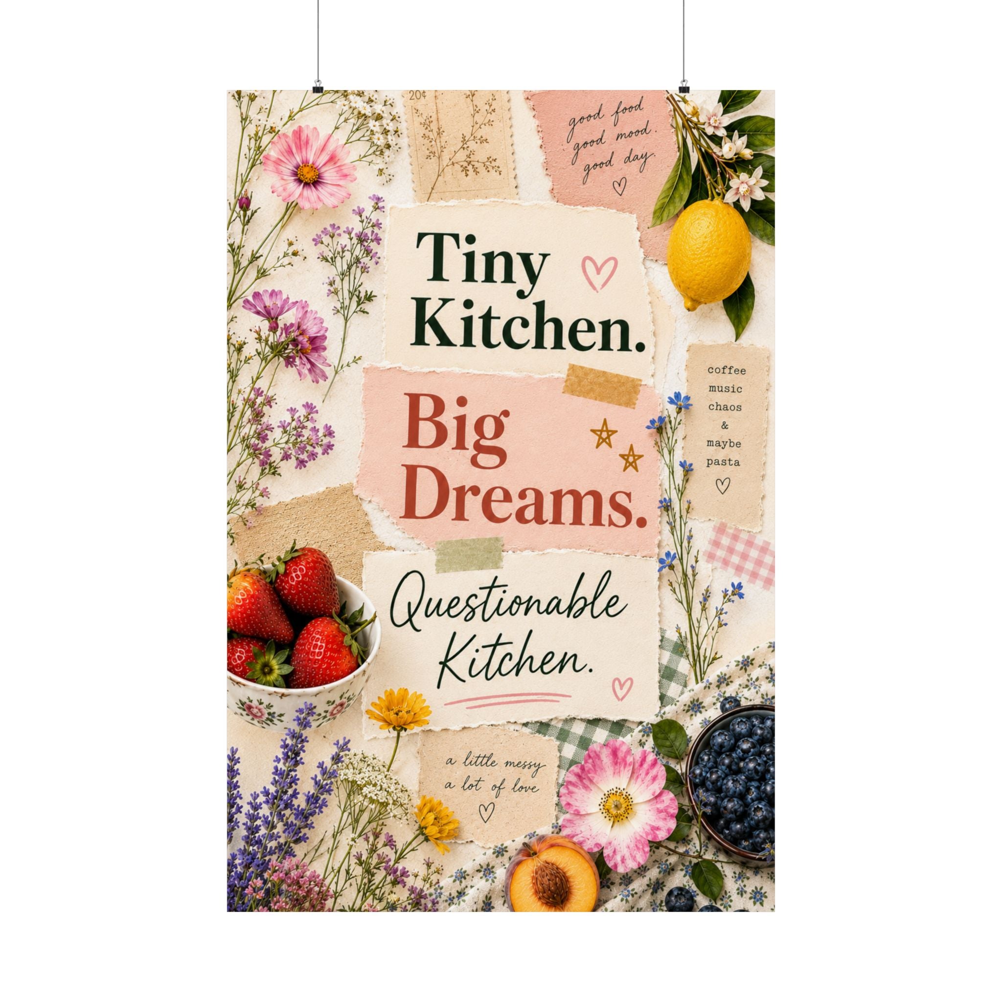 Tiny Kitchen Big Dreams Poster | Matte Vertical Poster, Kitchen Wall Art