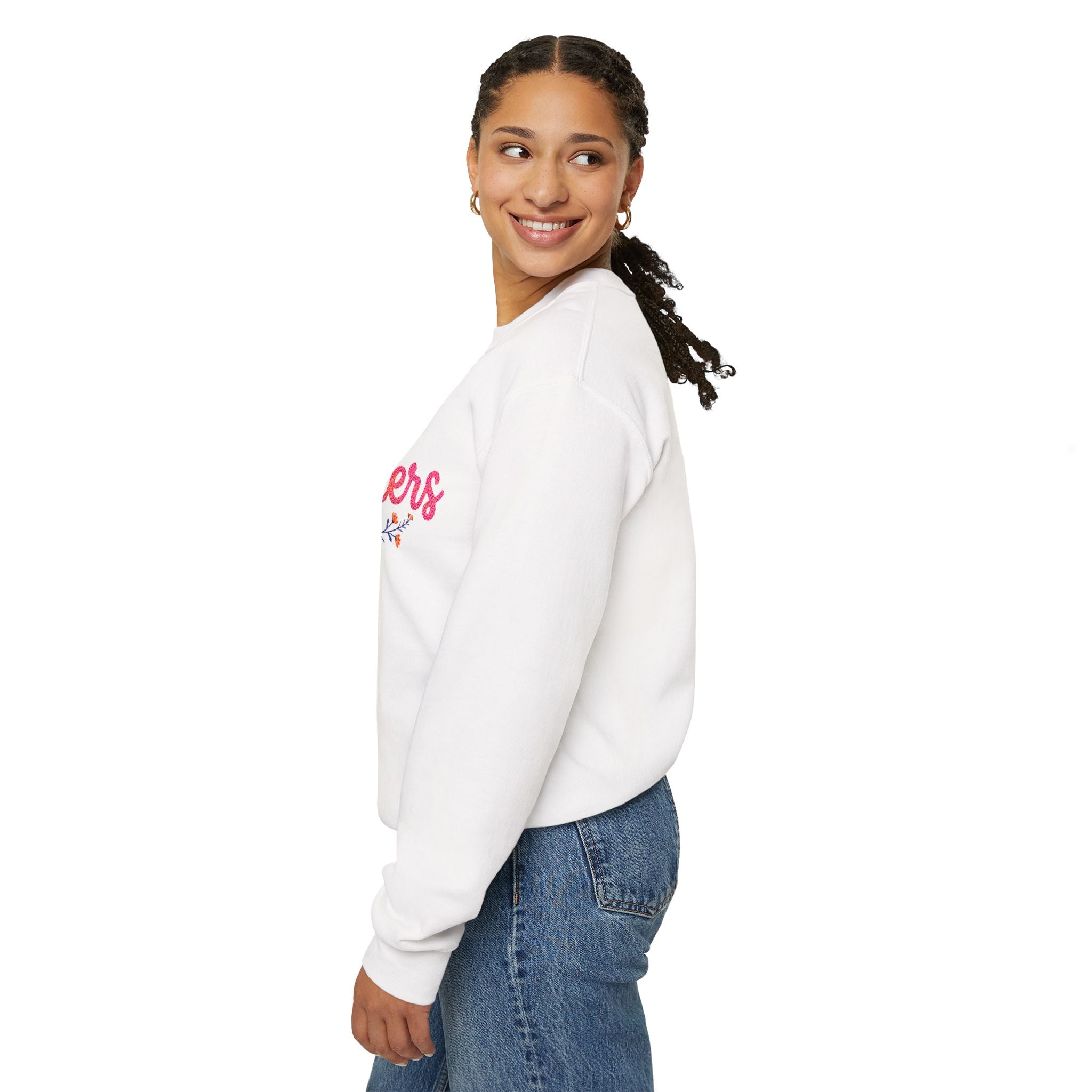 Sisters Embroidered Crewneck Sweatshirt with Floral Branch Design, Sisterly Gift for Sisters and Sister Gift Ideas