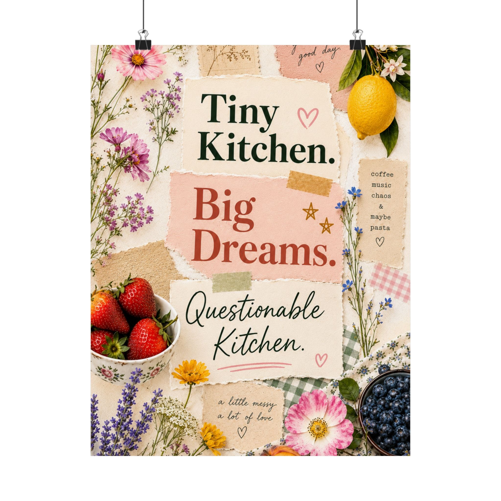 Tiny Kitchen Big Dreams Poster | Matte Vertical Poster, Kitchen Wall Art