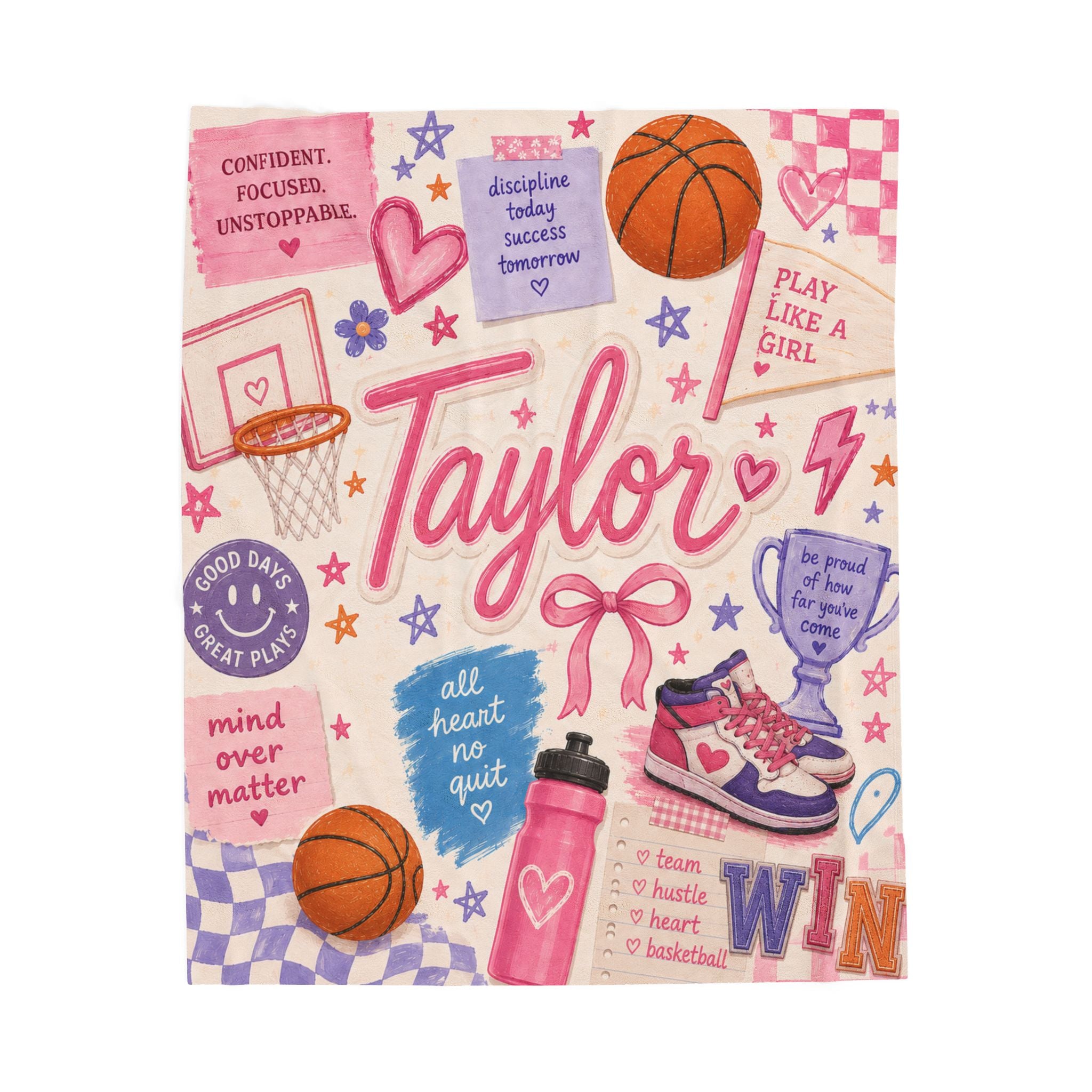 Custom Name Basketball Cozy Blanket For Girl, Teen Girl Basketball Player Blanket, Personalized Basketball Gift Female, Girl Basketball Gift