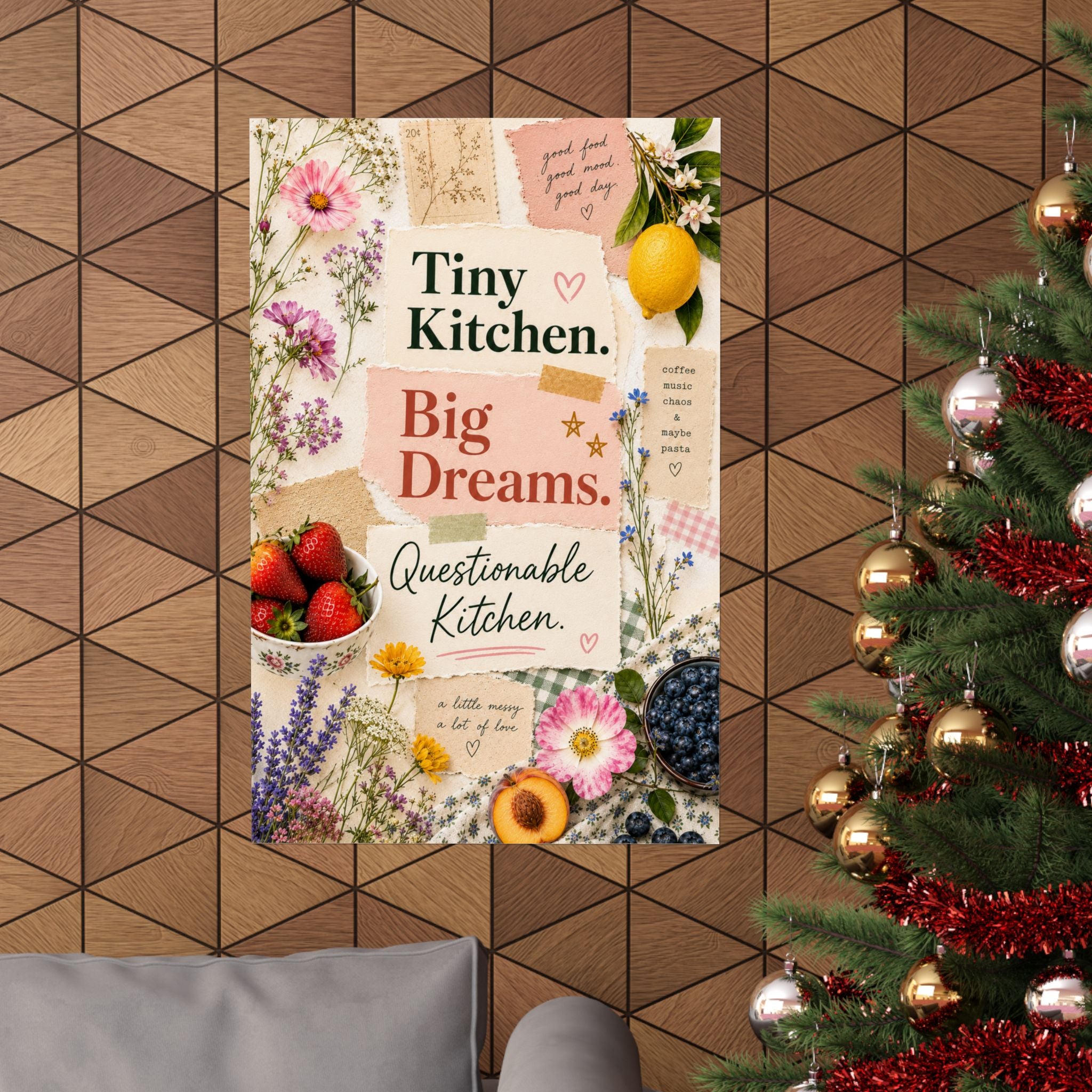 Tiny Kitchen Big Dreams Poster | Matte Vertical Poster, Kitchen Wall Art