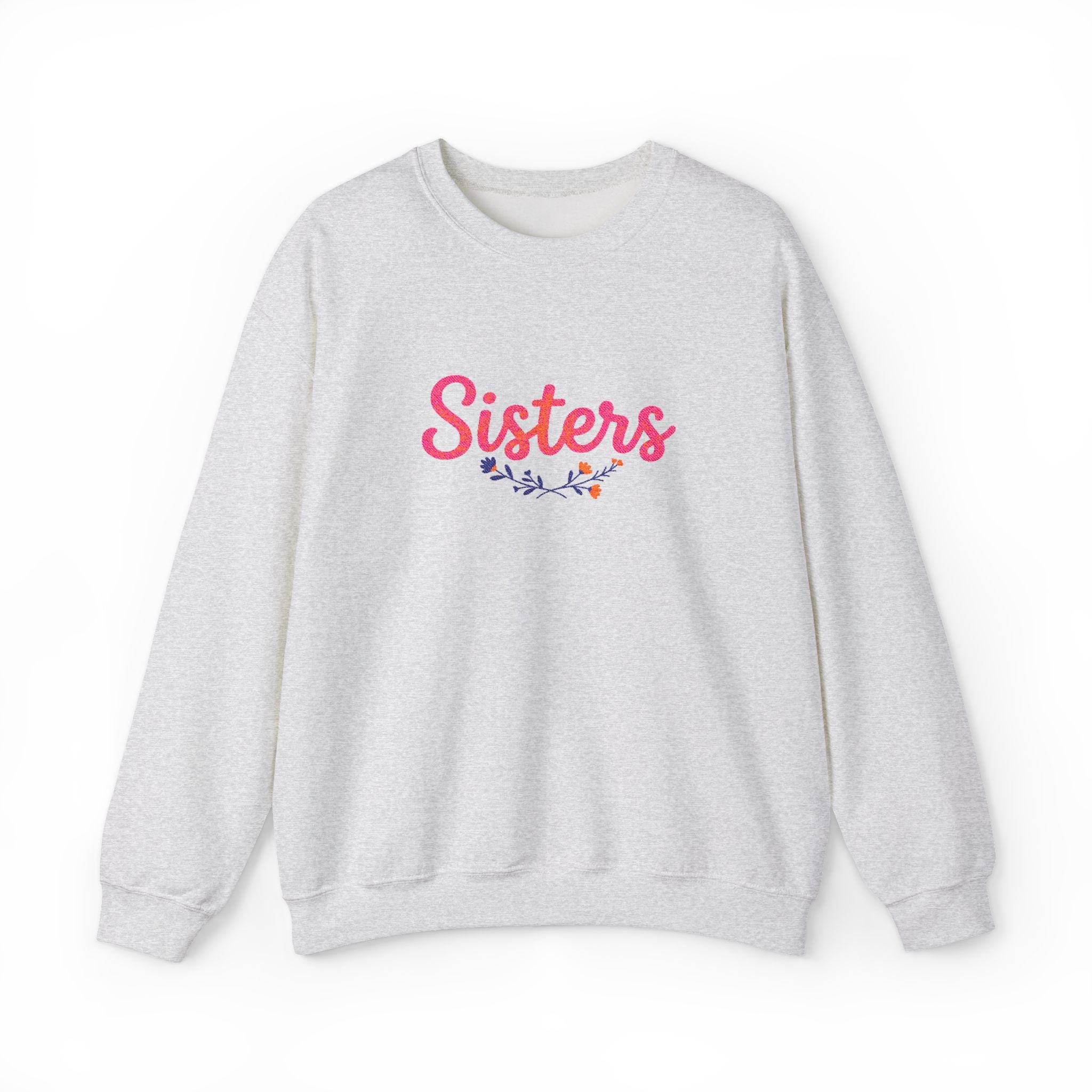 Sisters Embroidered Crewneck Sweatshirt with Floral Branch Design, Sisterly Gift for Sisters and Sister Gift Ideas