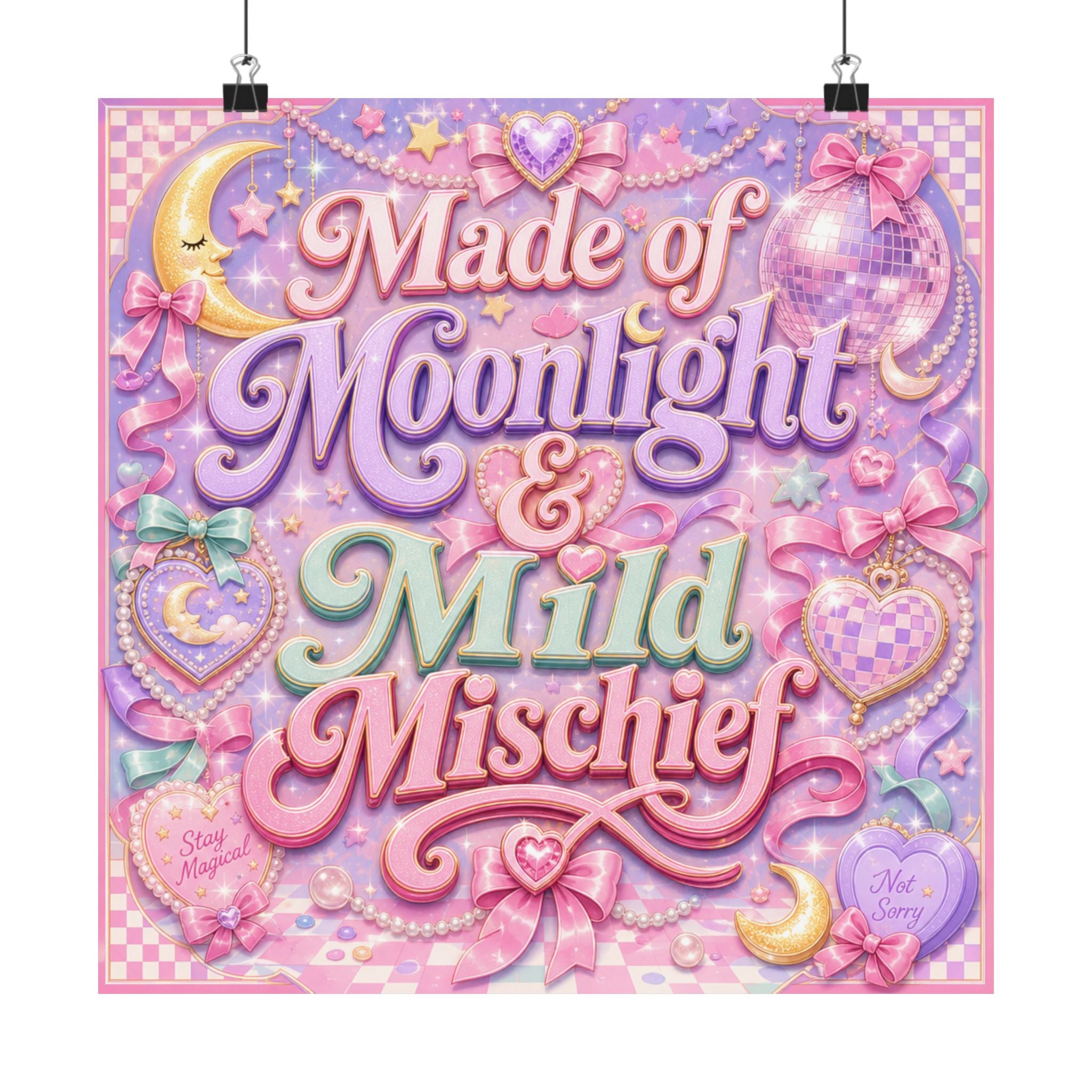 Made of Moonlight & Mild Mischief Matte Vertical Posters | Pastel Kawaii Wall Art