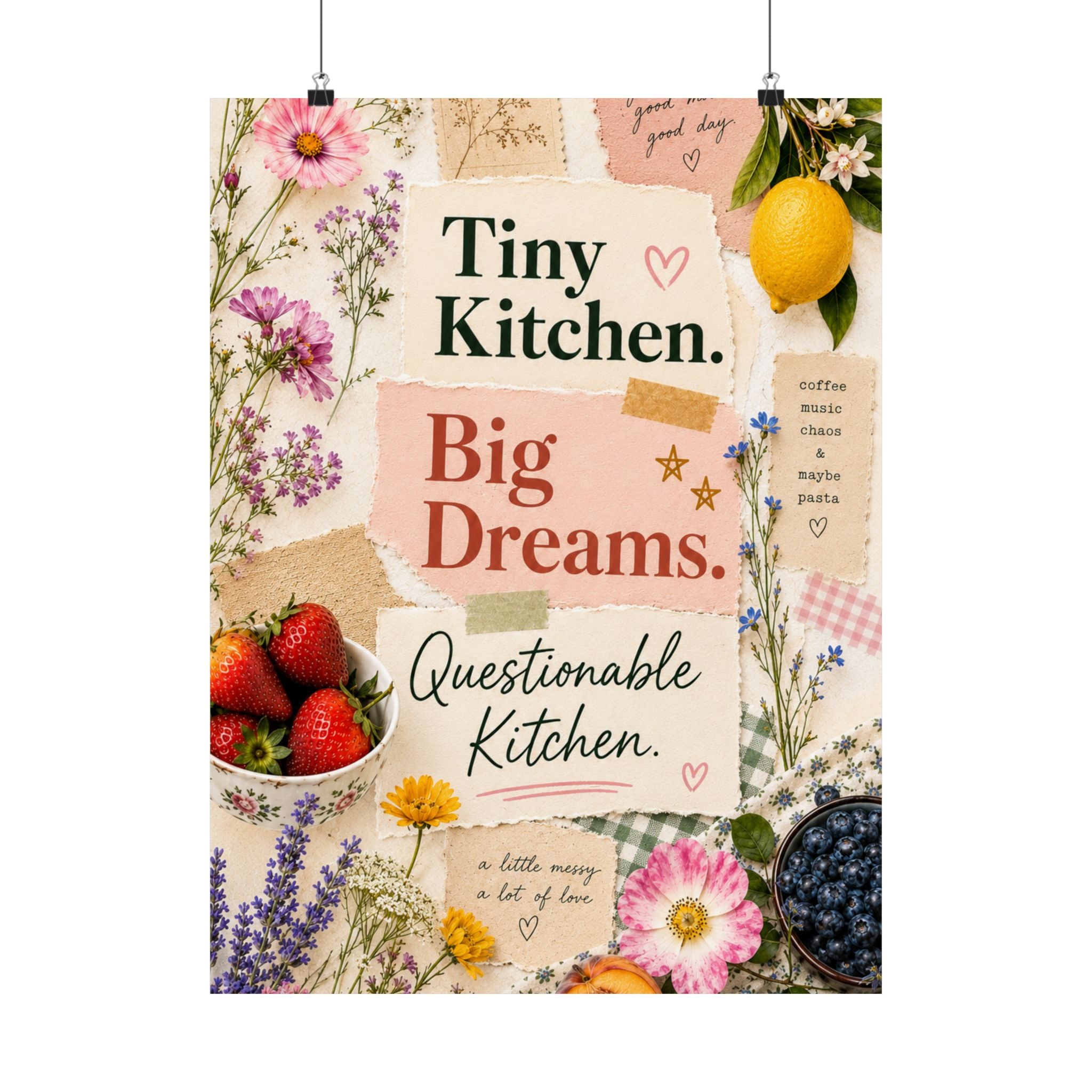 Tiny Kitchen Big Dreams Poster | Matte Vertical Poster, Kitchen Wall Art