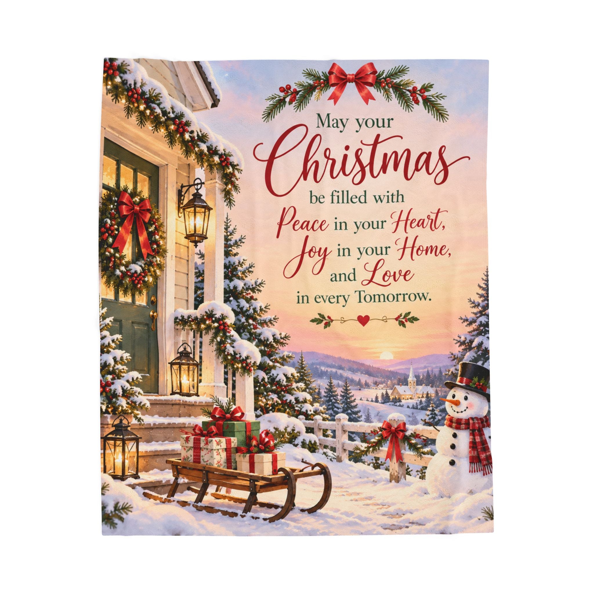 May Your Christmas Be Filled With Peace Velveteen Plush Blanket, Christmas Season Blanket, Christmas Decor, Christmas Blanket Gift, Cozy