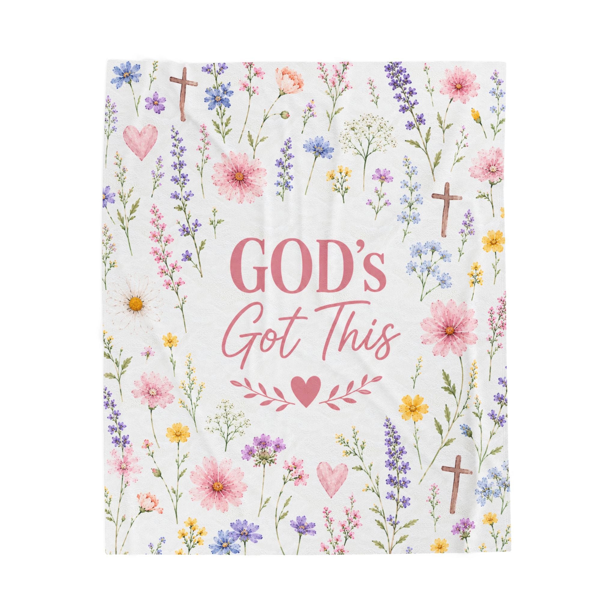 God's Got This Velveteen Plush Blanket For Female, Christian Wildflower Blanket For Women, Cozy Inspirational Faith Gift For Her, GOD Gift